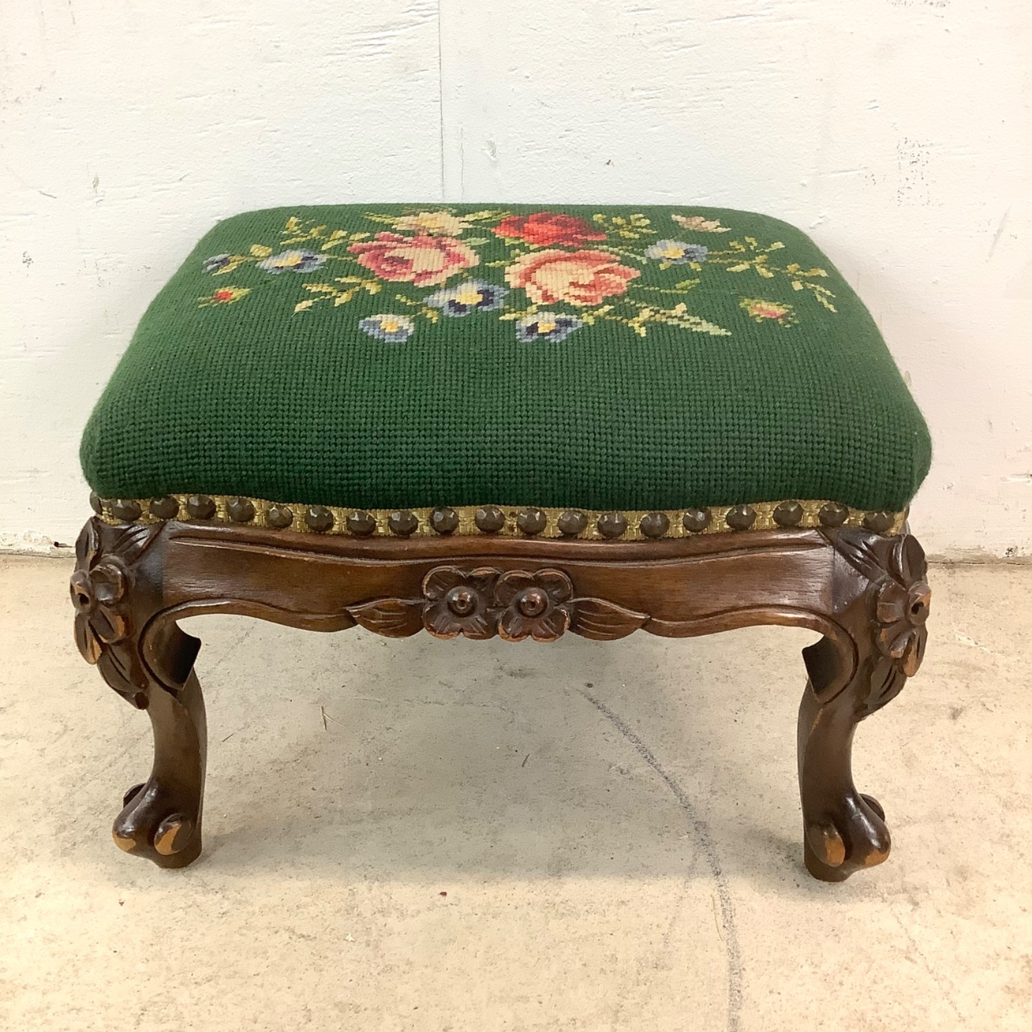 Vintage Needlepoint Armchair With Footstool - image-11