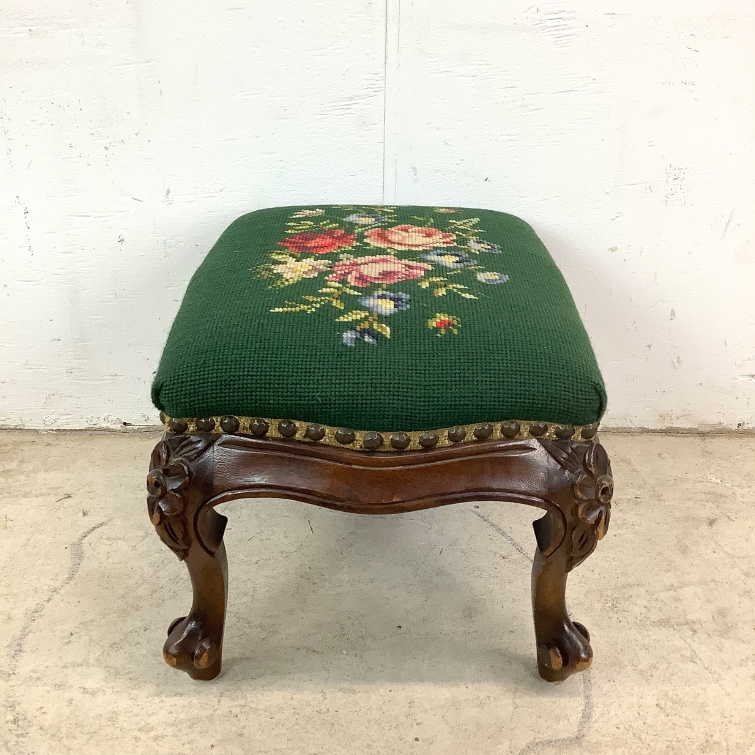 Vintage Needlepoint Armchair With Footstool - image-10