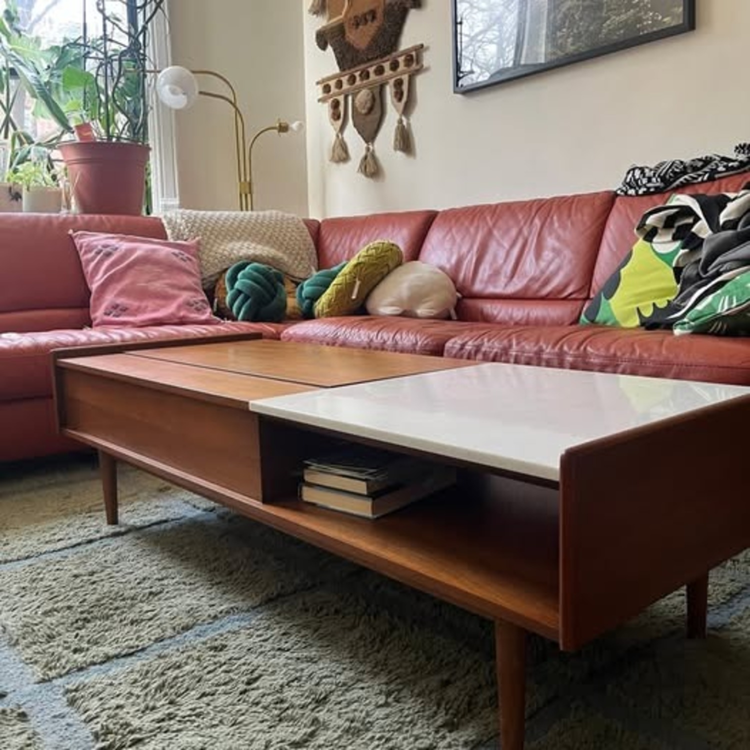 West Elm Mid-Century Marble Pop-Up Coffee Table  - image-1
