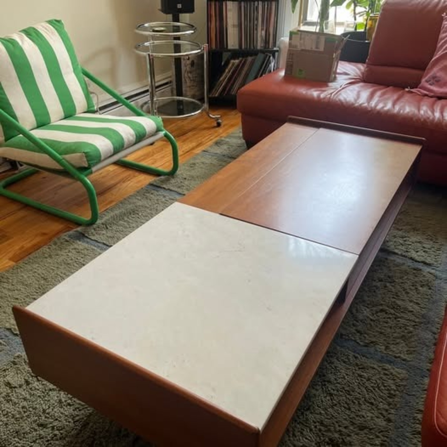 West Elm Mid-Century Marble Pop-Up Coffee Table  - image-2