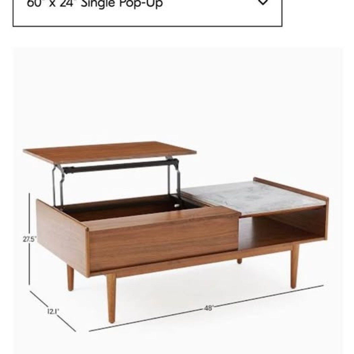 West Elm Mid-Century Marble Pop-Up Coffee Table  - image-4