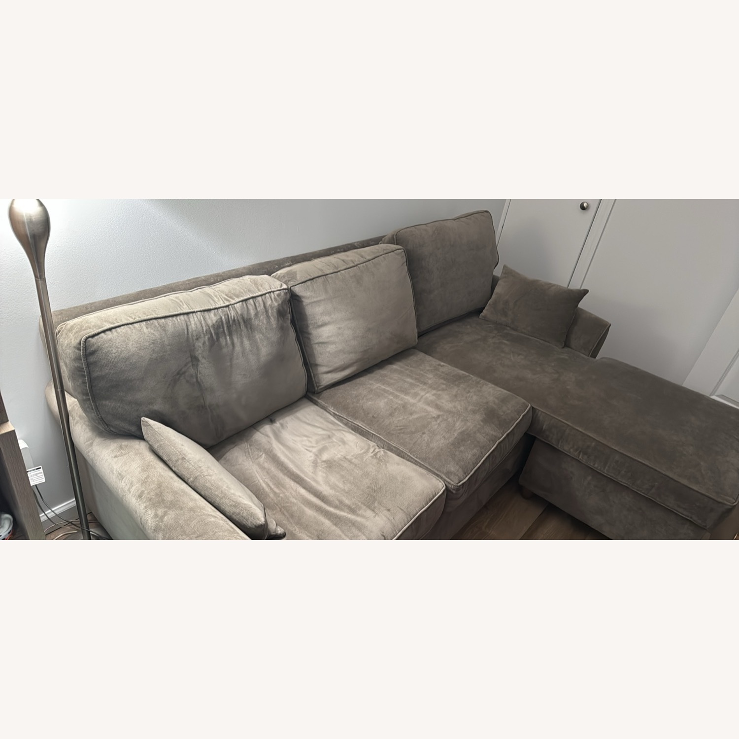 Macy’s Gray Sofa with Reversible Chaise - image-1