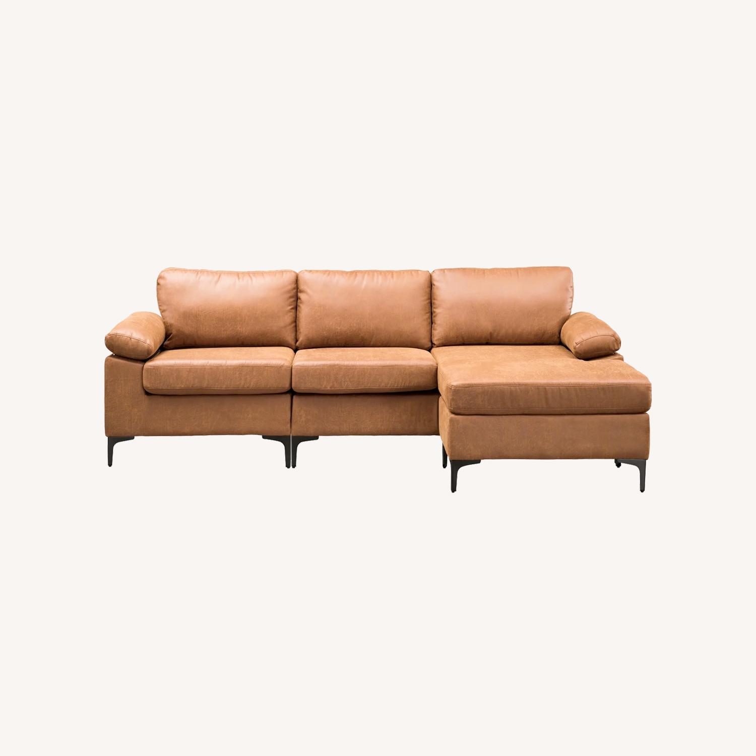 Mid Century Modern Light Brown Sectional - image-0