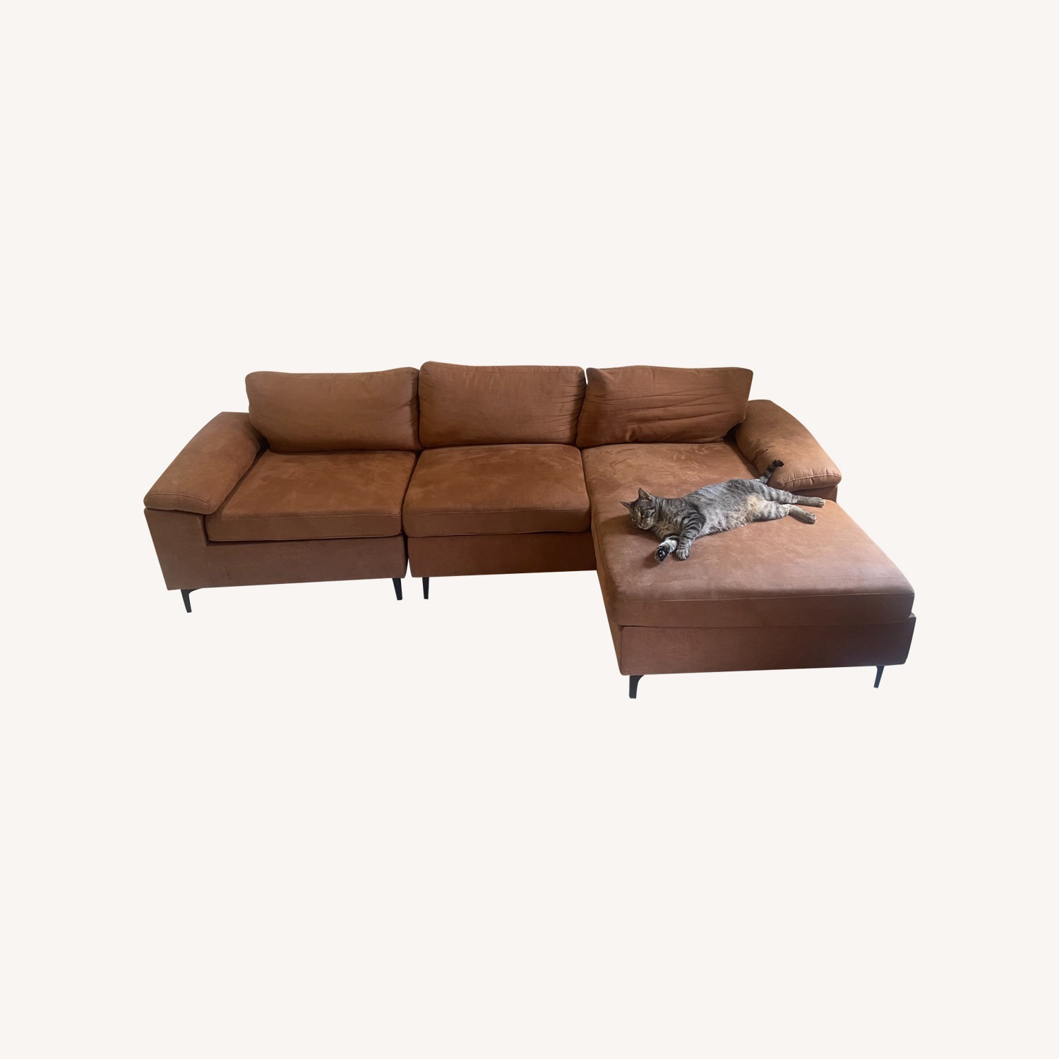 Mid Century Modern Light Brown Sectional - image-1