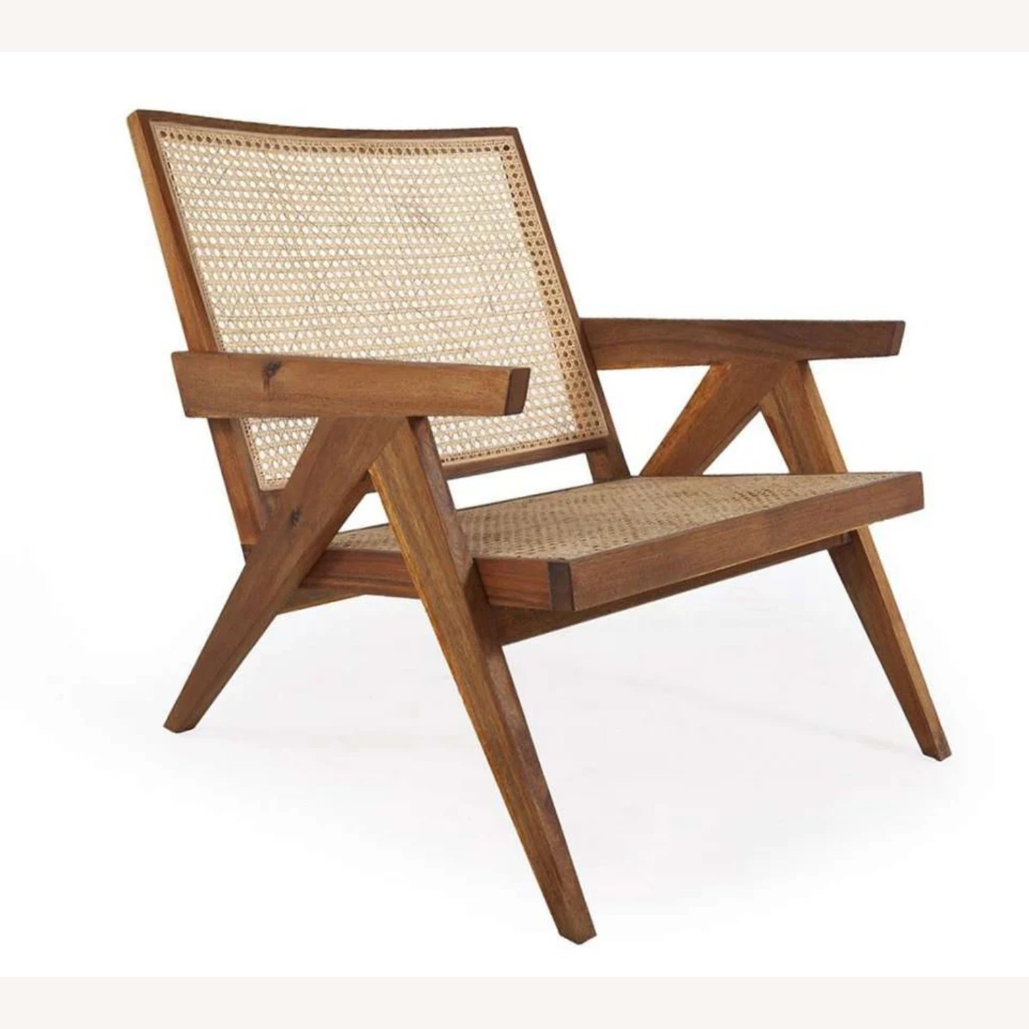 Jeanneret Hand Cane Lounge Chair - Natural Acacia - image-3