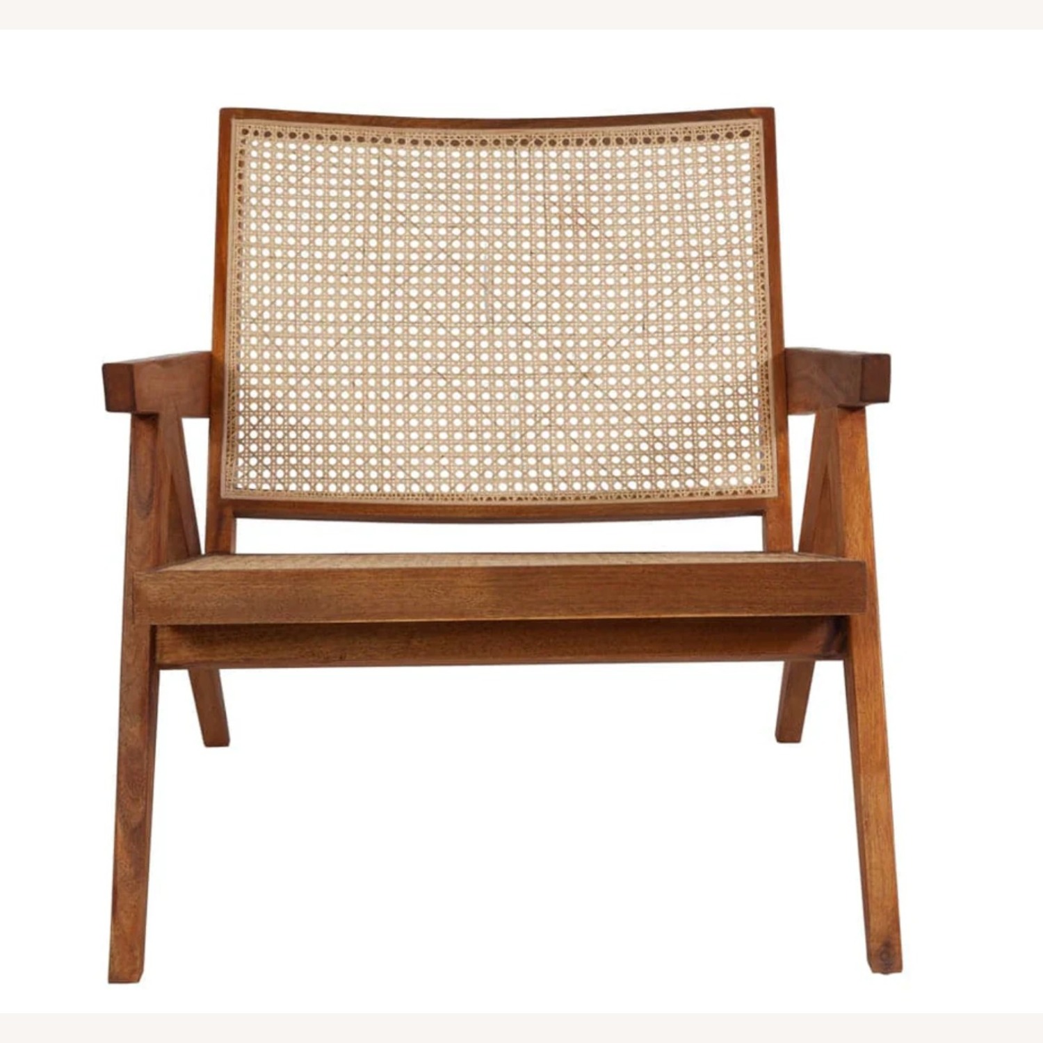 Jeanneret Hand Cane Lounge Chair - Natural Acacia - image-1