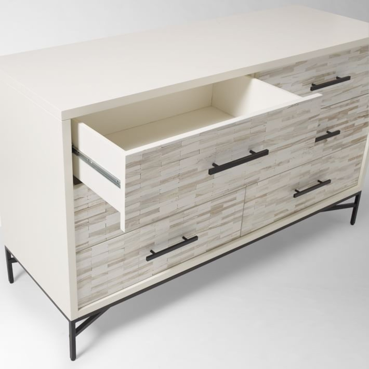 West Elm Wood Tiled 6-Drawer Dresser in Whitewash - image-4