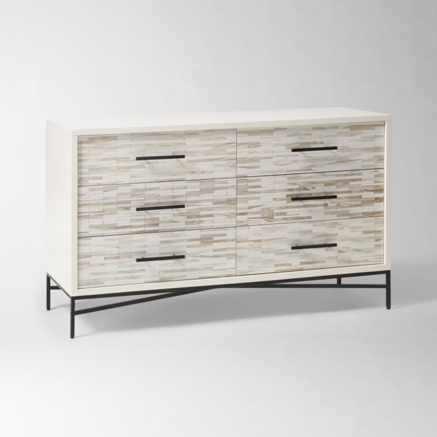 West Elm Wood Tiled 6-Drawer Dresser in Whitewash - image-2