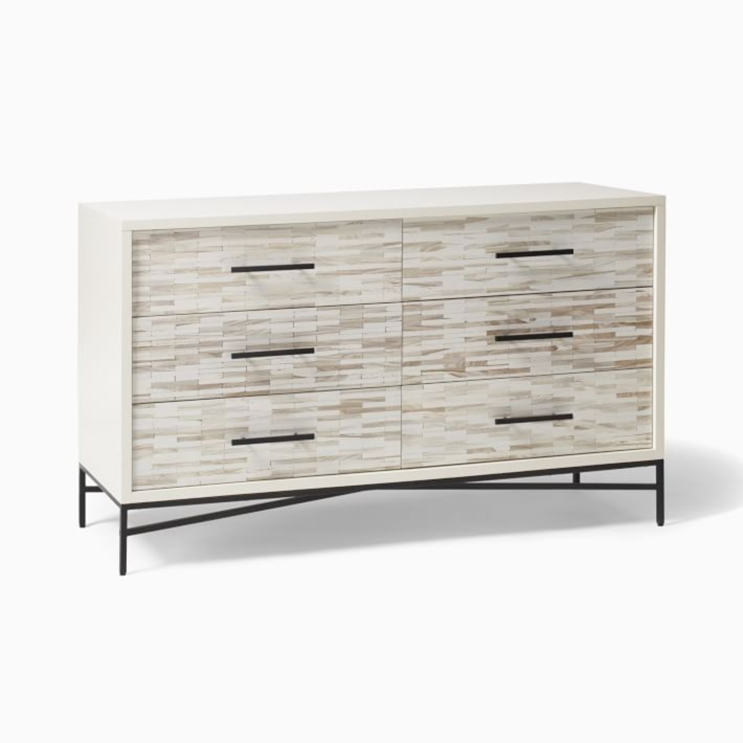 West Elm Wood Tiled 6-Drawer Dresser in Whitewash - image-8