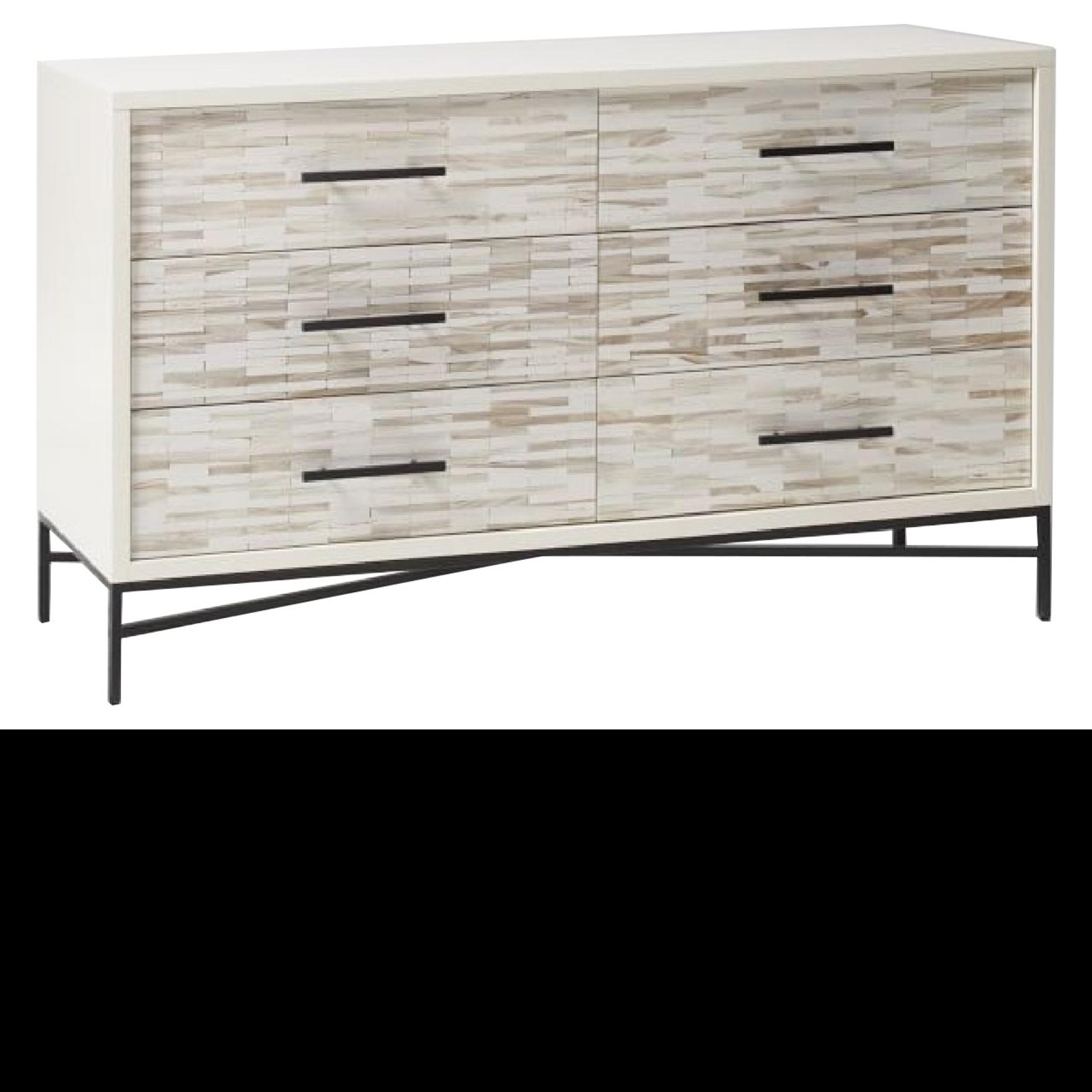 West Elm Wood Tiled 6-Drawer Dresser in Whitewash - image-1