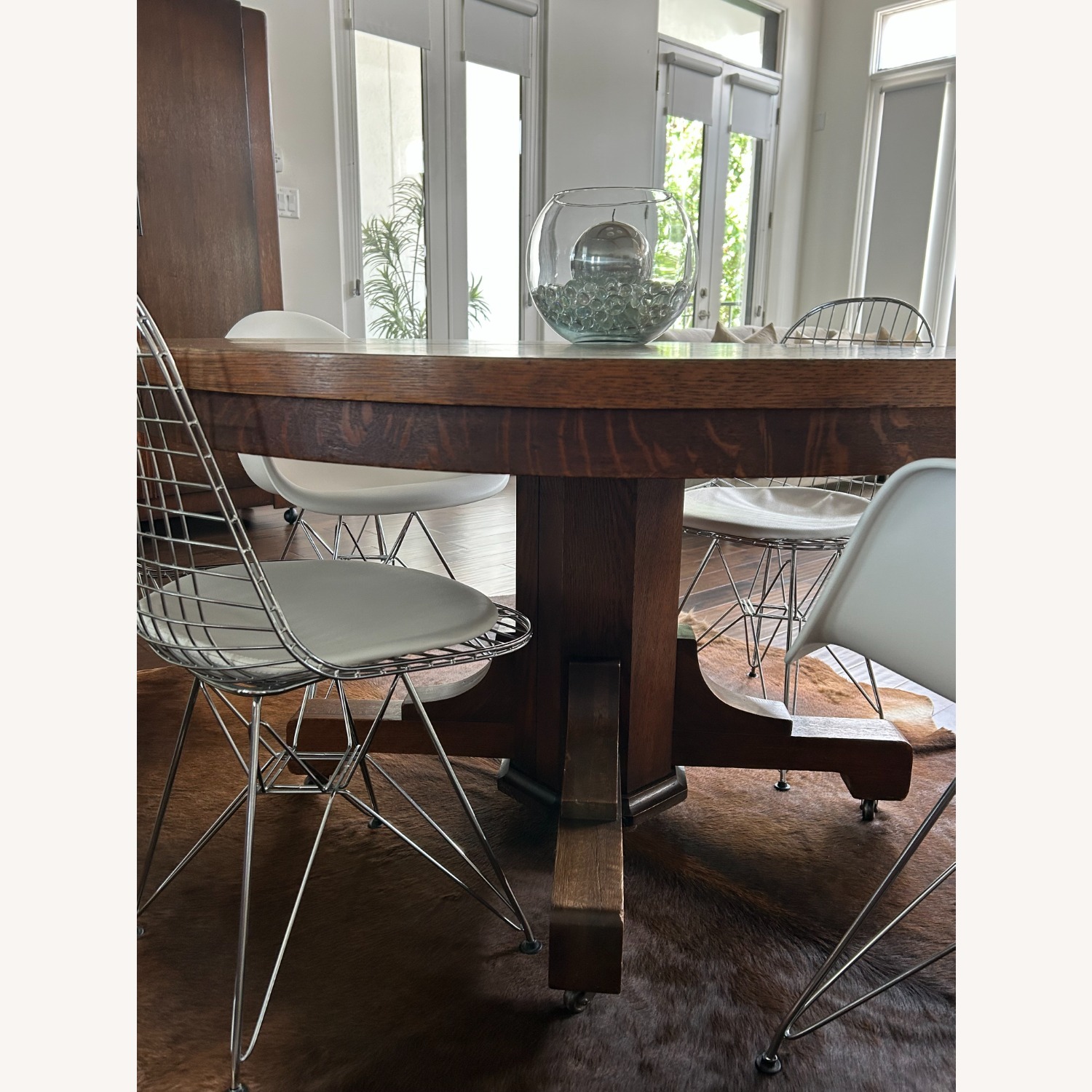 Round Antique Wood Dining Table - image-2
