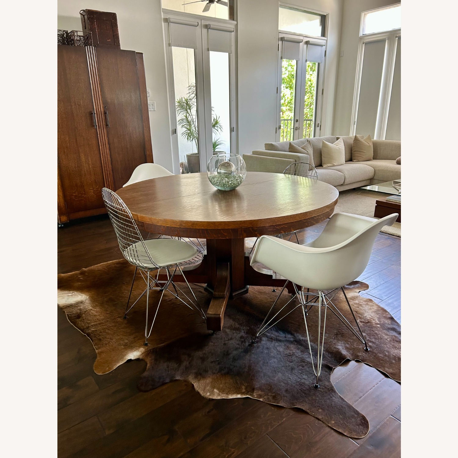 Round Antique Wood Dining Table - image-1
