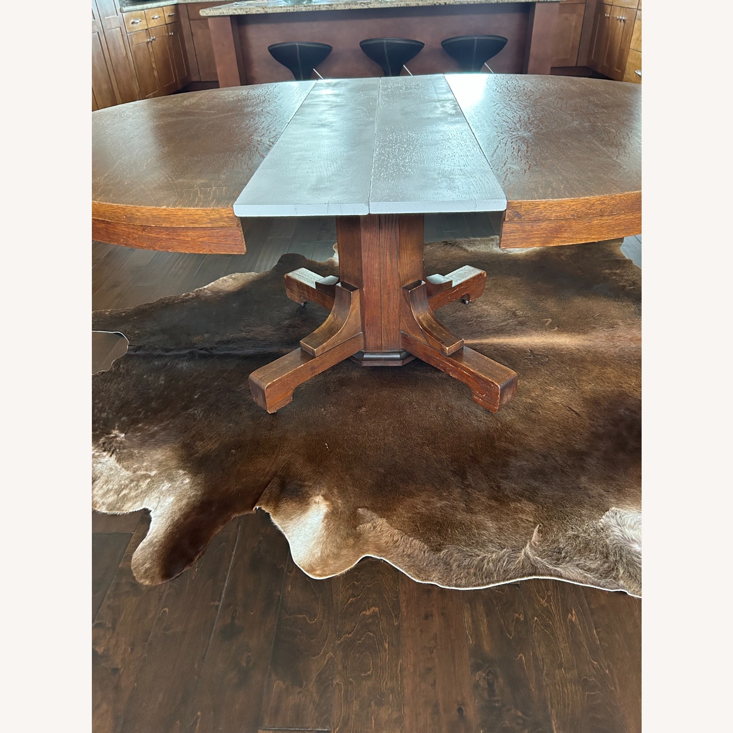 Round Antique Wood Dining Table - image-11
