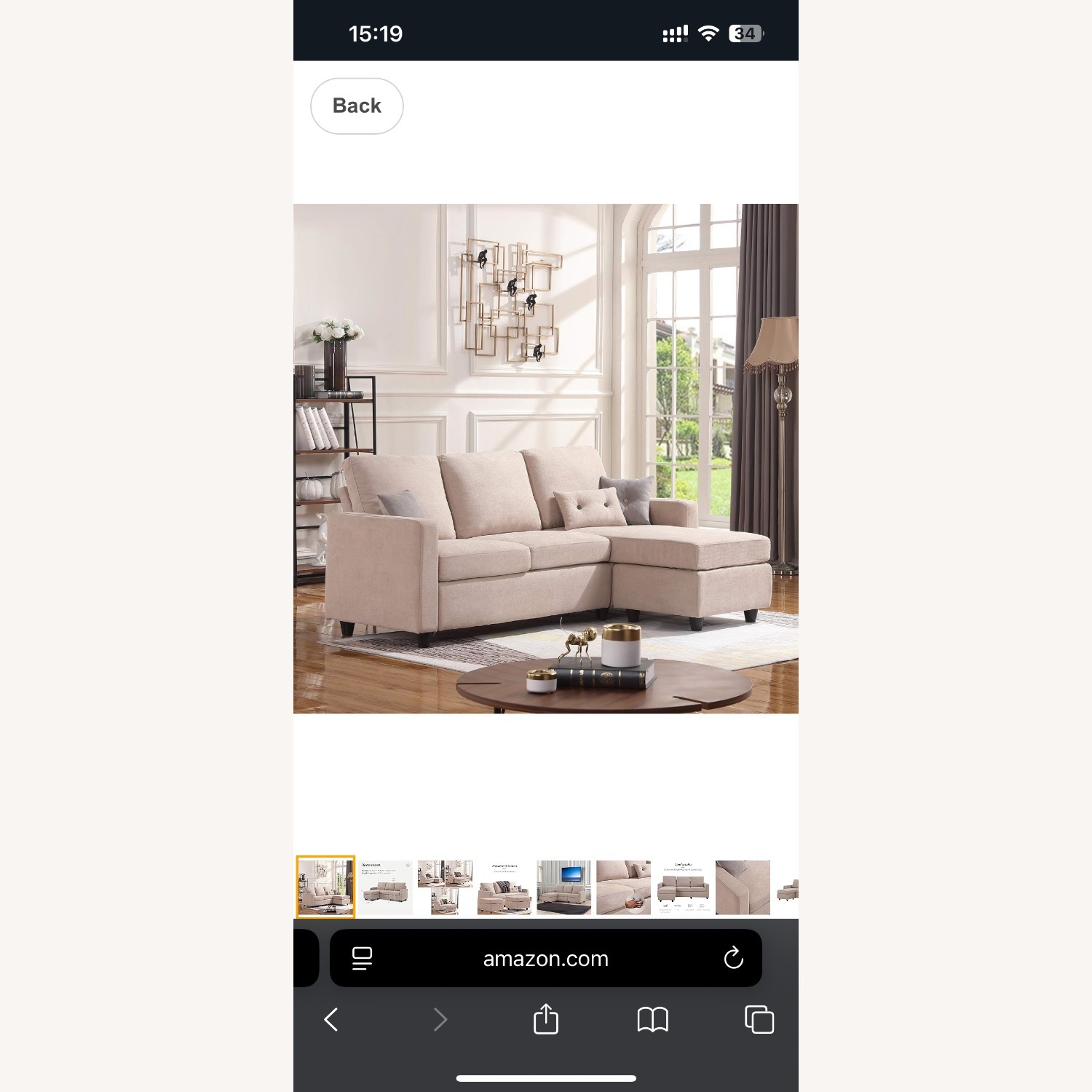 HONBAY L Shaped Couch with Linen Fabric - image-3