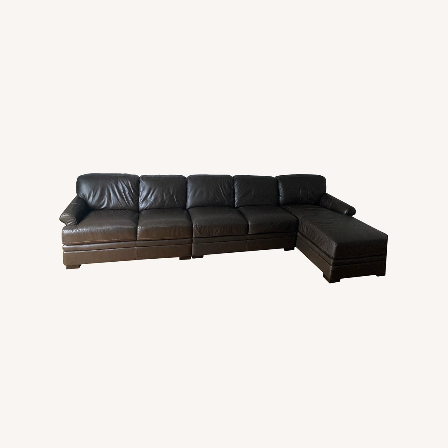 Large Leather Raymour & Flanigan Couch - image-0