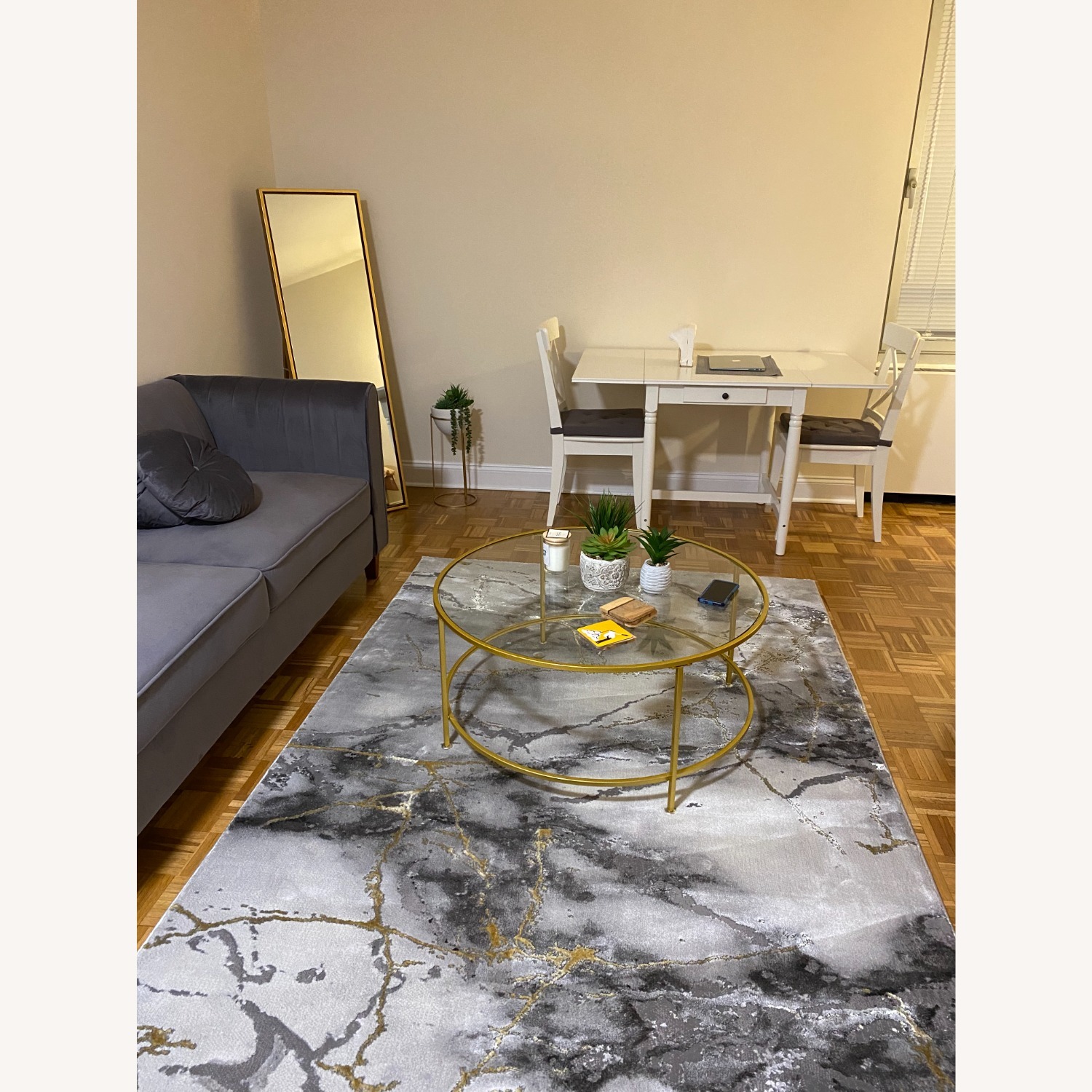 Swindle Abstract Grey/Gold Area Rug - image-1