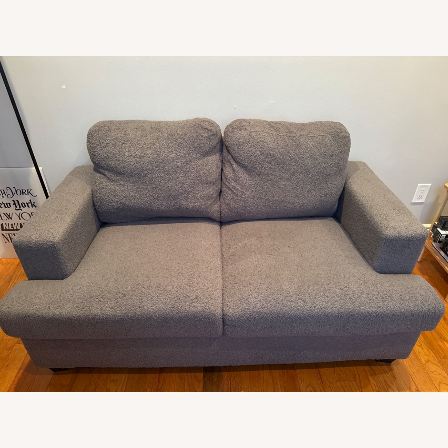 2 Seater Gray Sofa with Ottoman - image-1