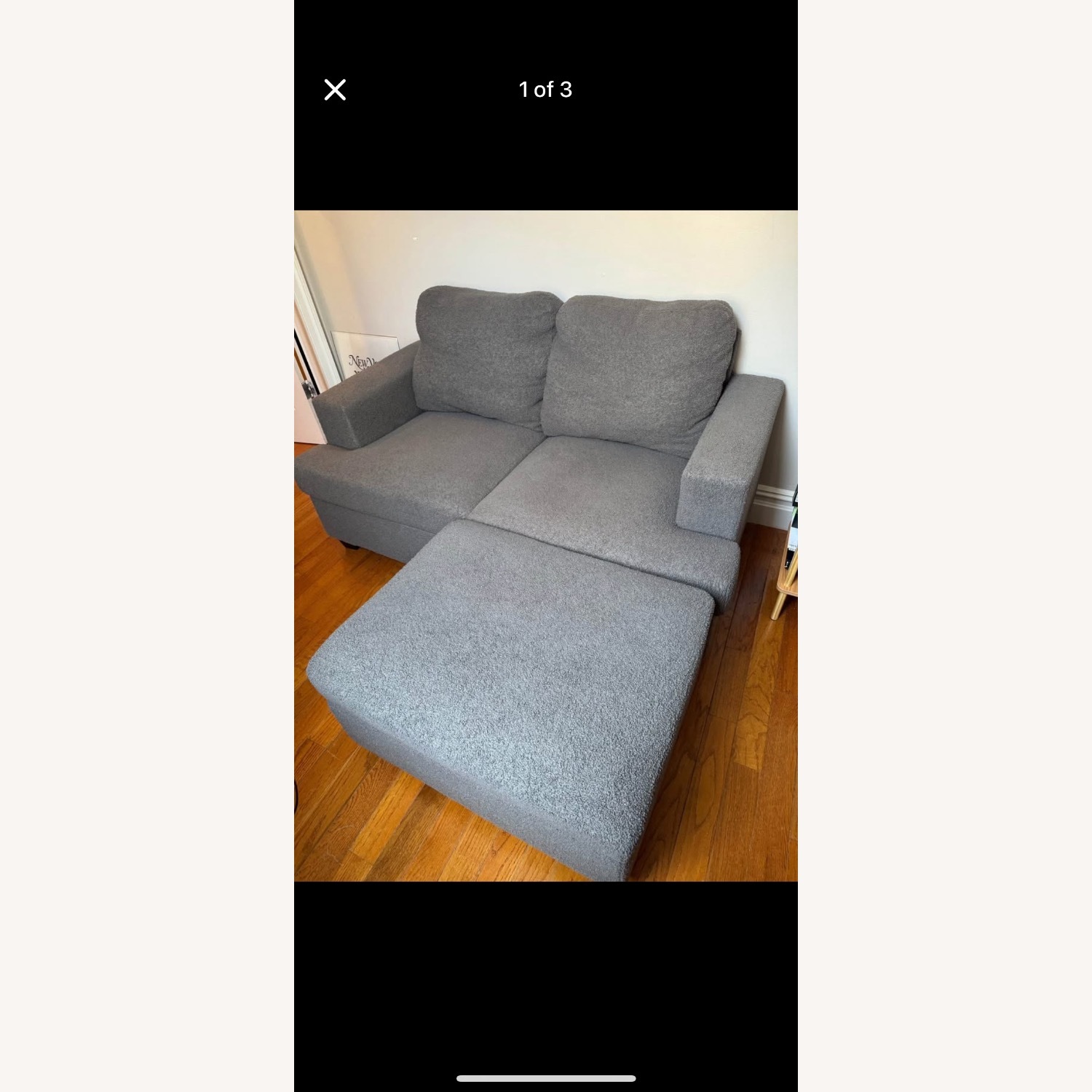 2 Seater Gray Sofa with Ottoman - image-3