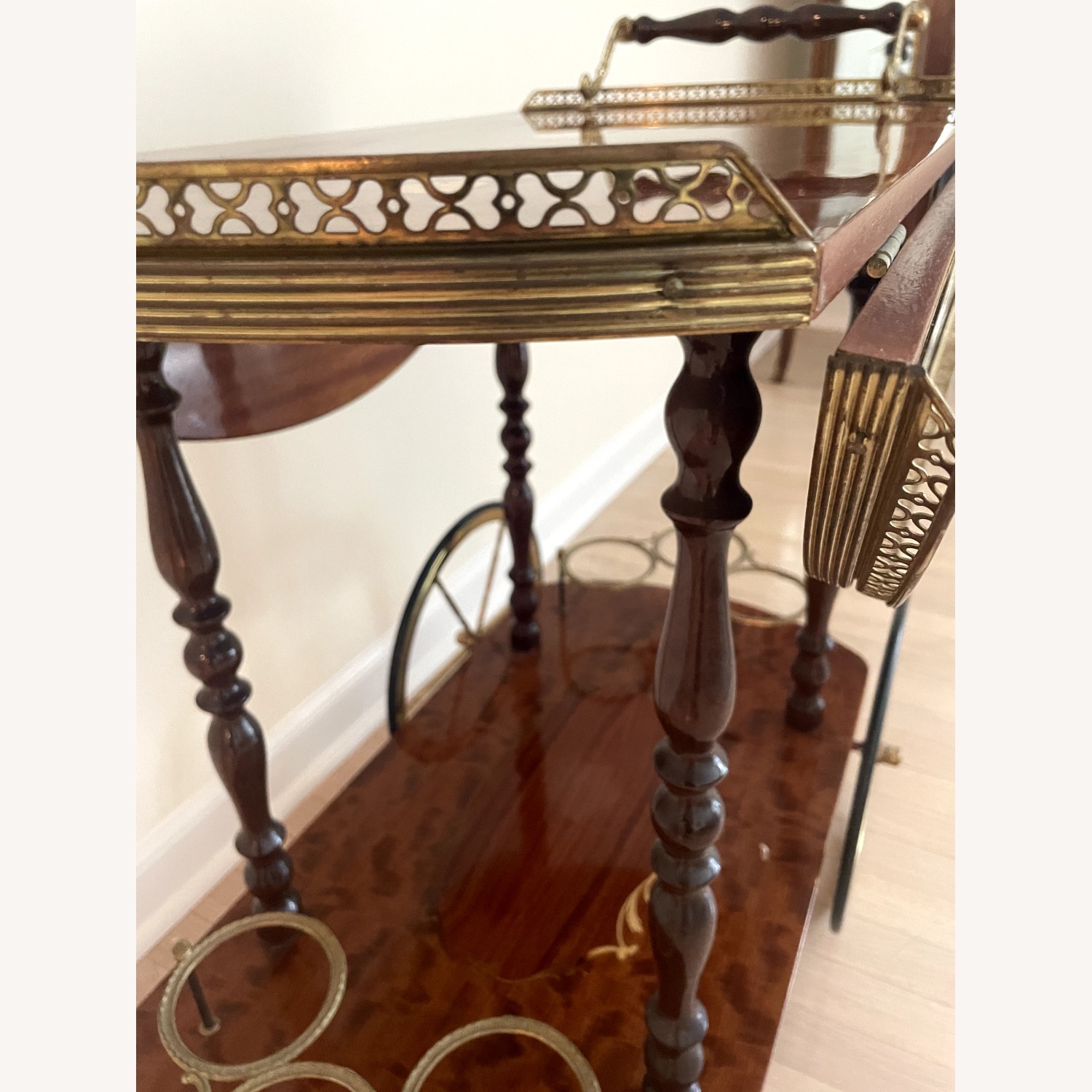 Antique Rolling Extendable Bar Cart - image-9