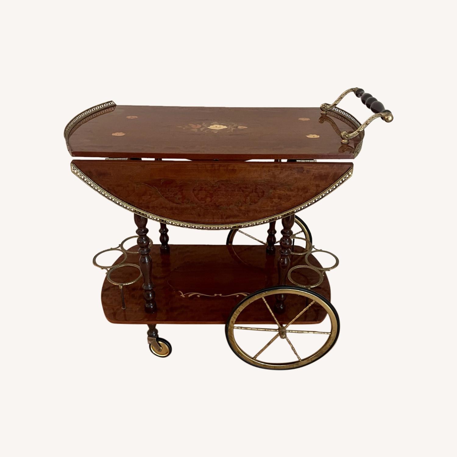 Antique Rolling Extendable Bar Cart - image-0