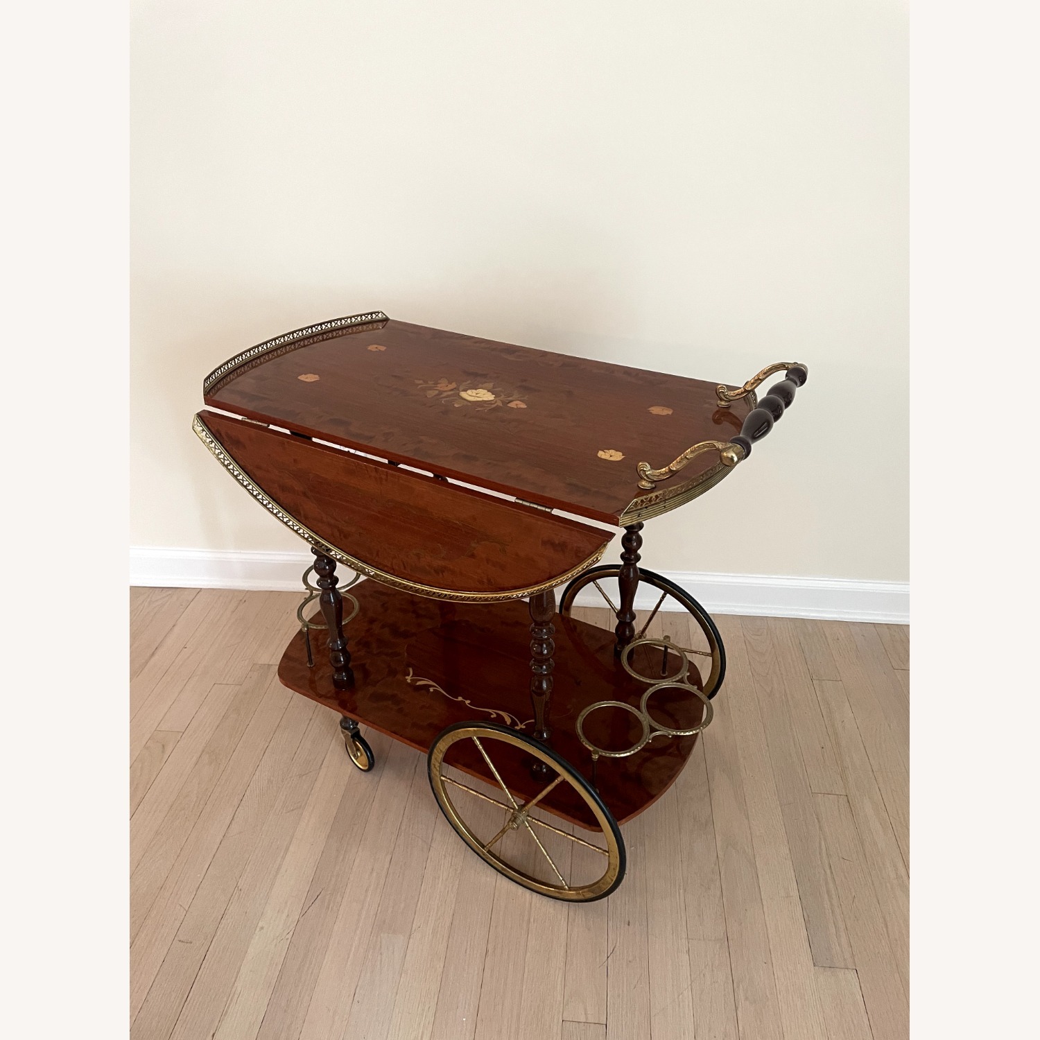 Antique Rolling Extendable Bar Cart - image-2