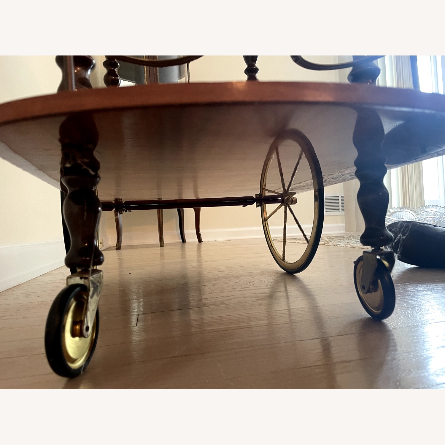 Antique Rolling Extendable Bar Cart - image-8