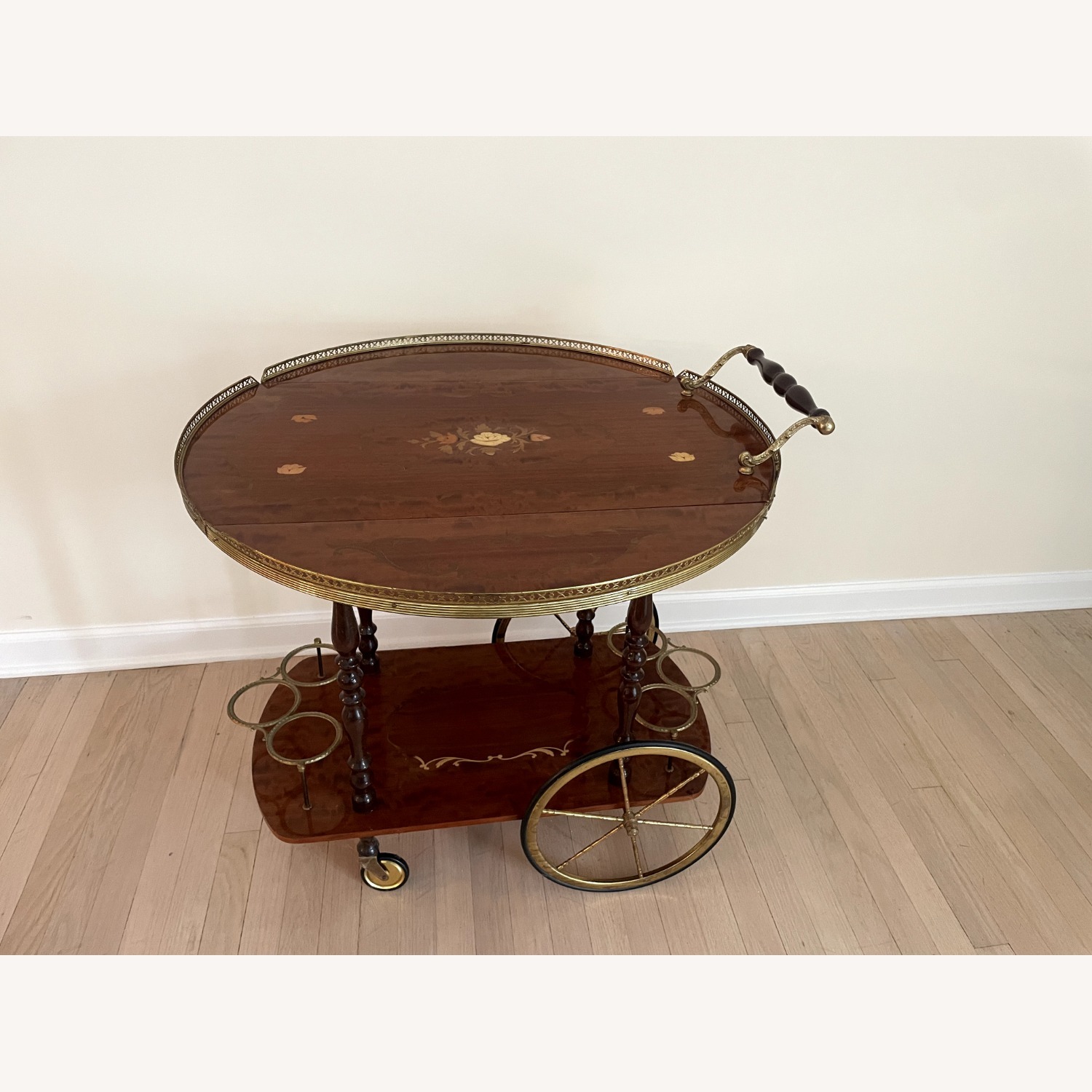 Antique Rolling Extendable Bar Cart - image-6