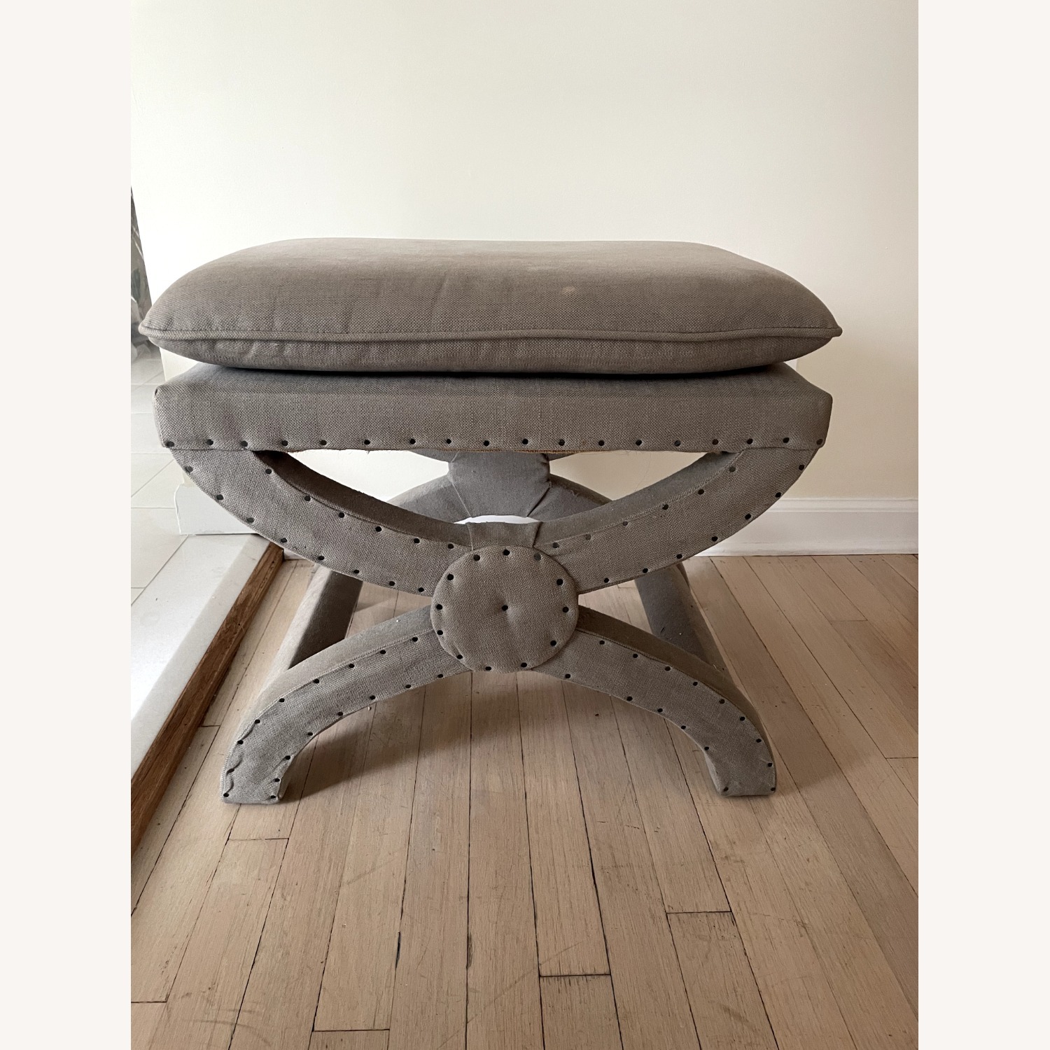 RH upholstered nailhead benches  - image-1