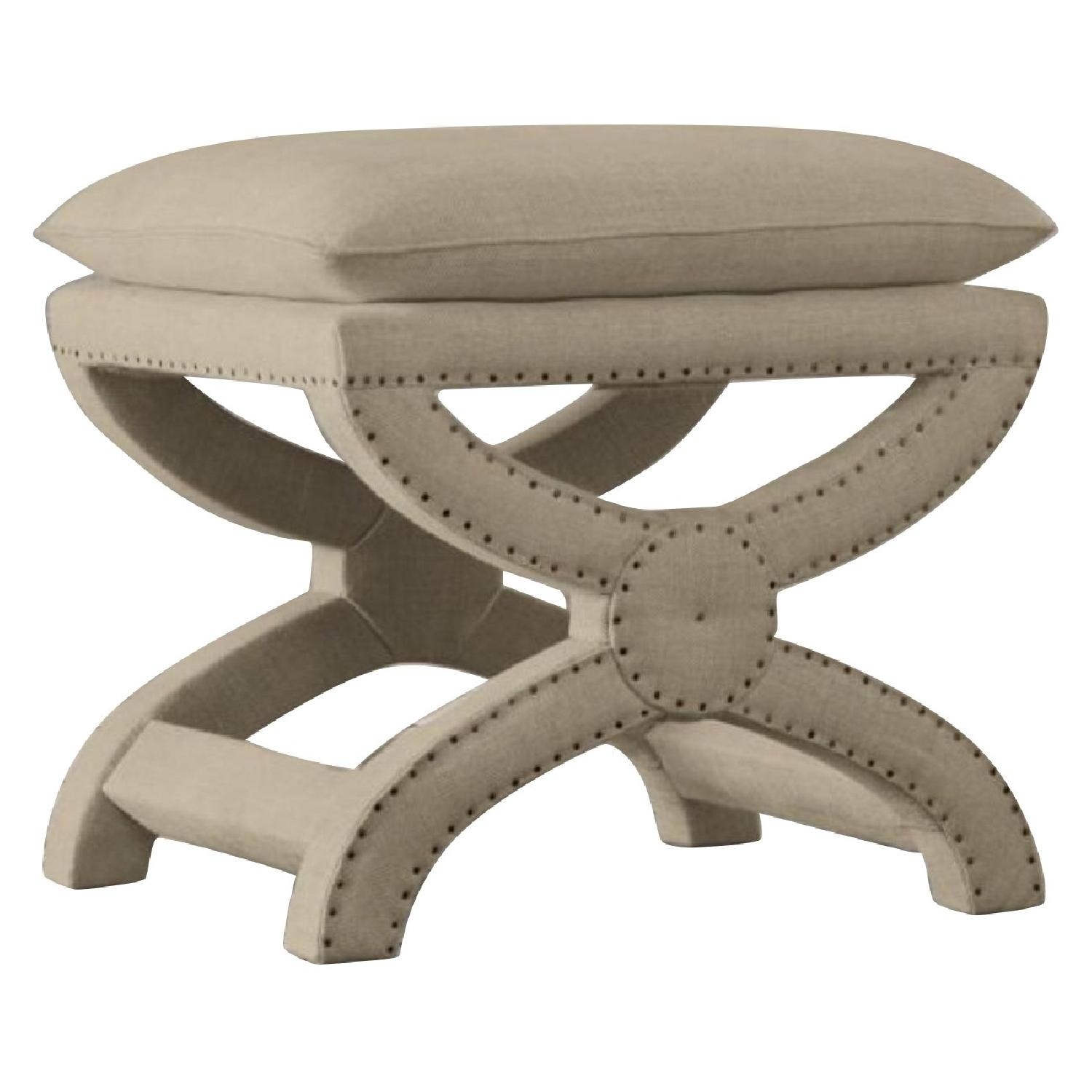 RH upholstered nailhead benches  - image-0