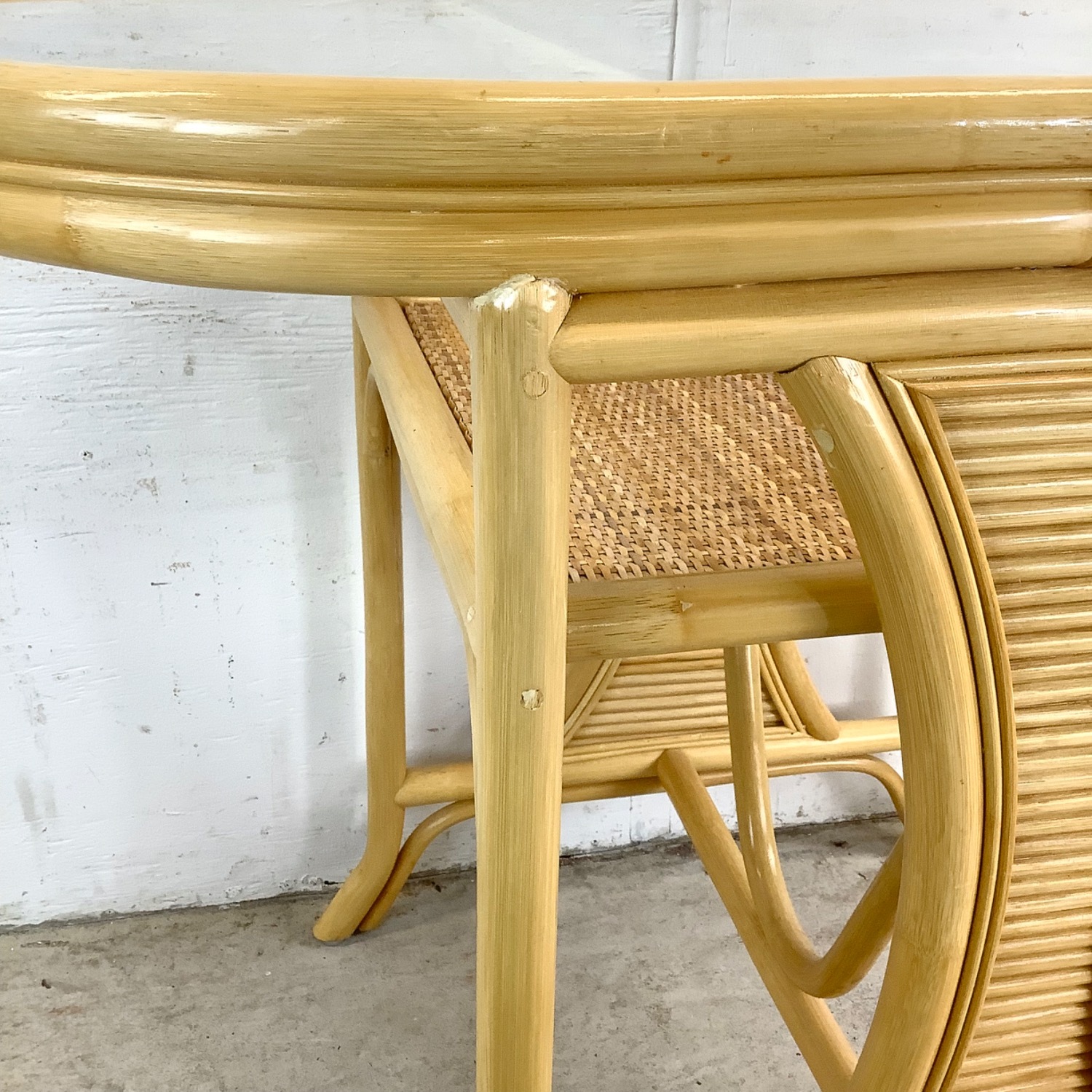 Vintage Rattan Nesting Cafe Set- Table & Chairs - image-26