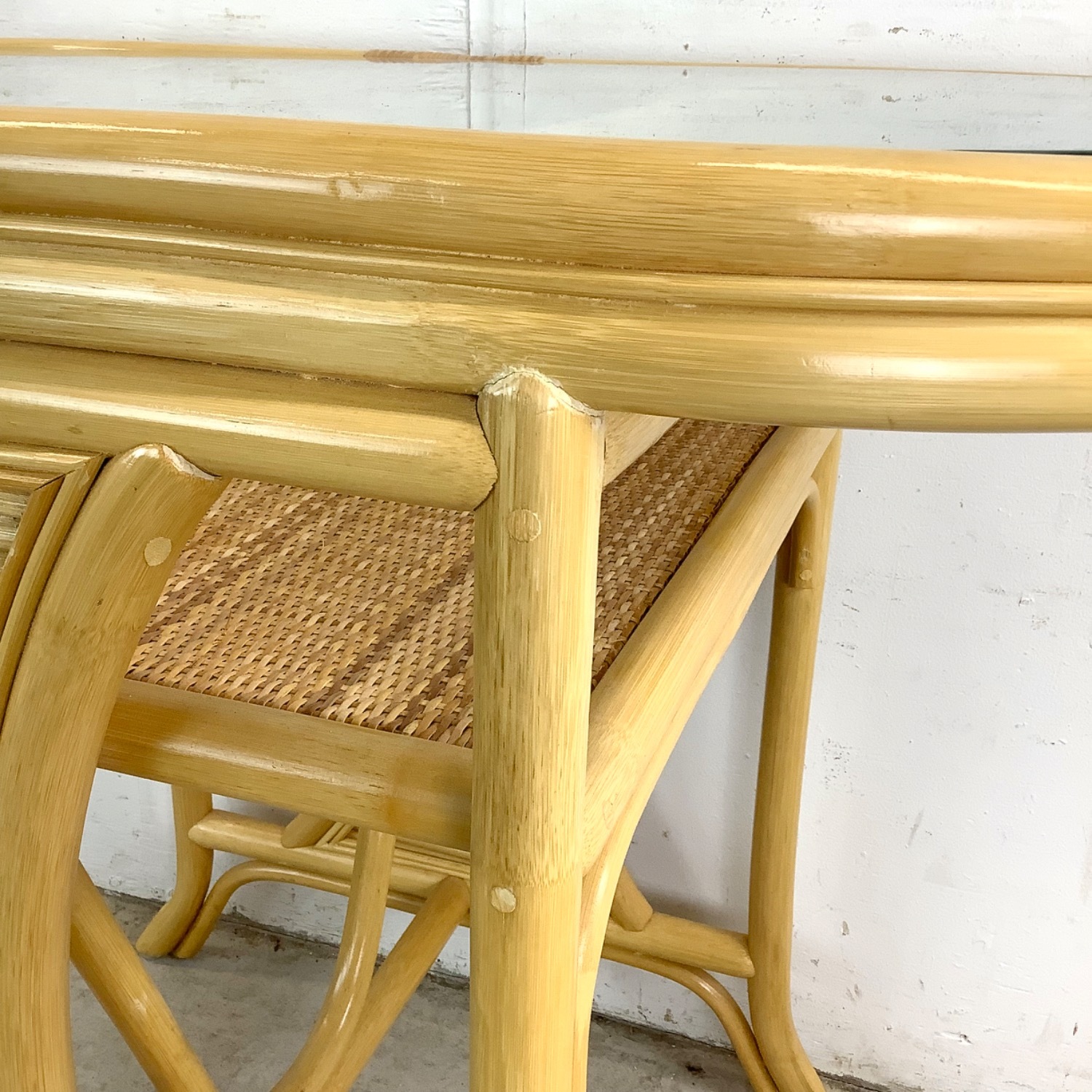 Vintage Rattan Nesting Cafe Set- Table & Chairs - image-24