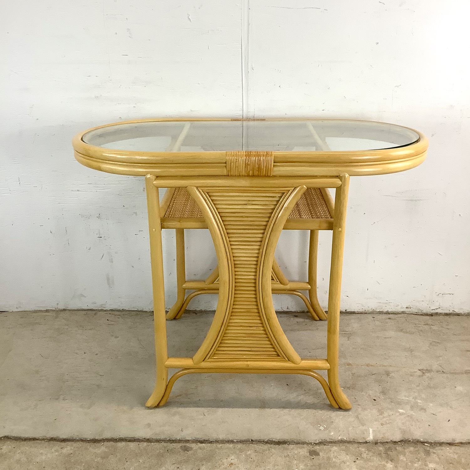 Vintage Rattan Nesting Cafe Set- Table & Chairs - image-17
