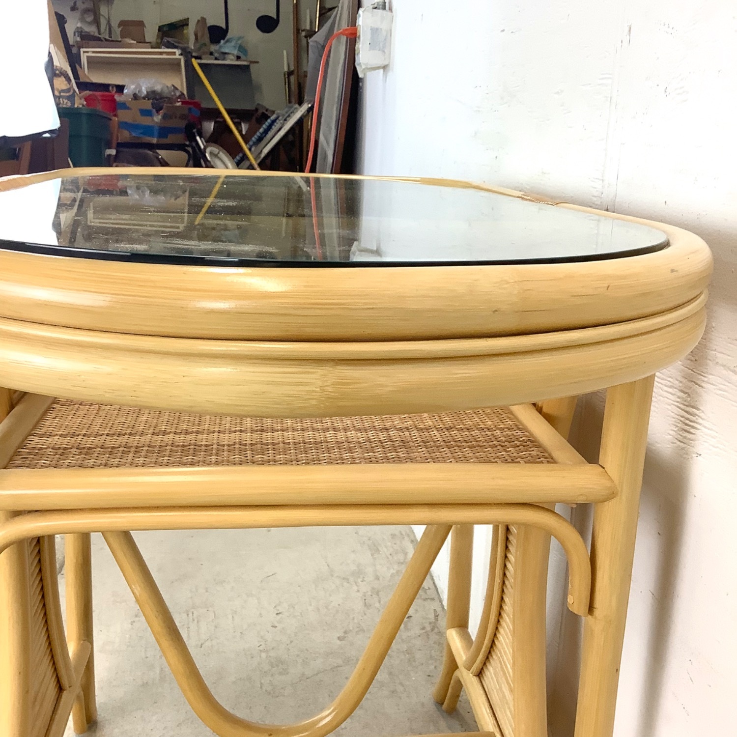 Vintage Rattan Nesting Cafe Set- Table & Chairs - image-22