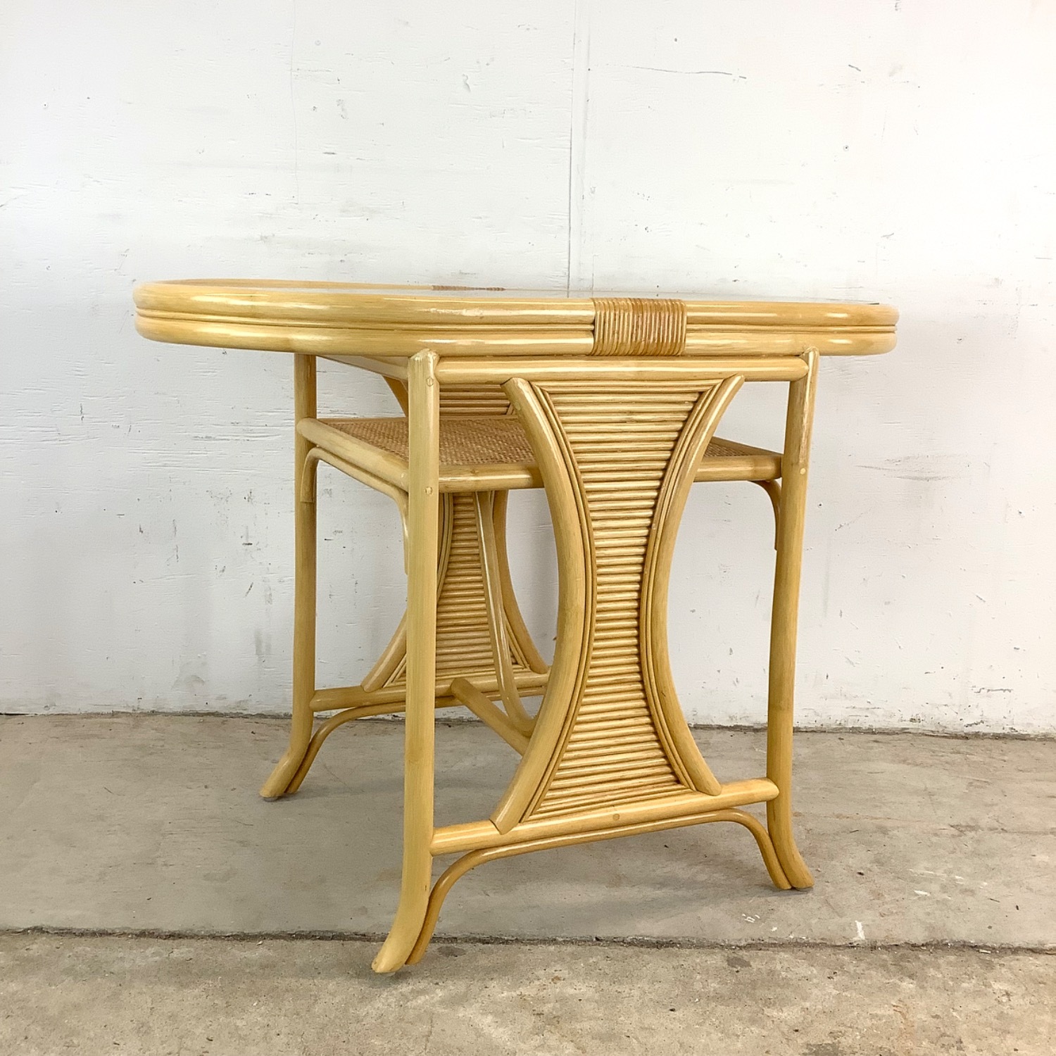 Vintage Rattan Nesting Cafe Set- Table & Chairs - image-25