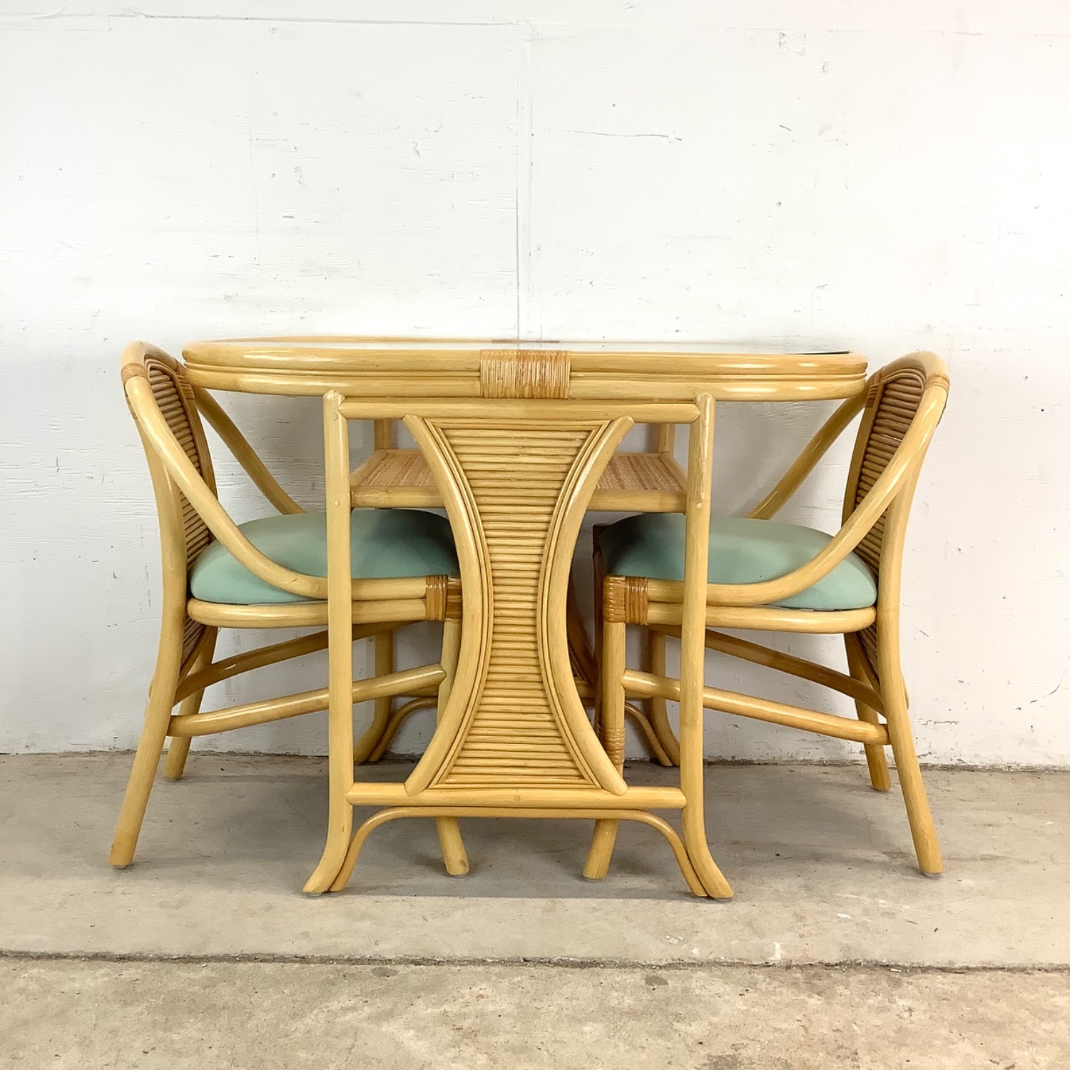 Vintage Rattan Nesting Cafe Set- Table & Chairs - image-2