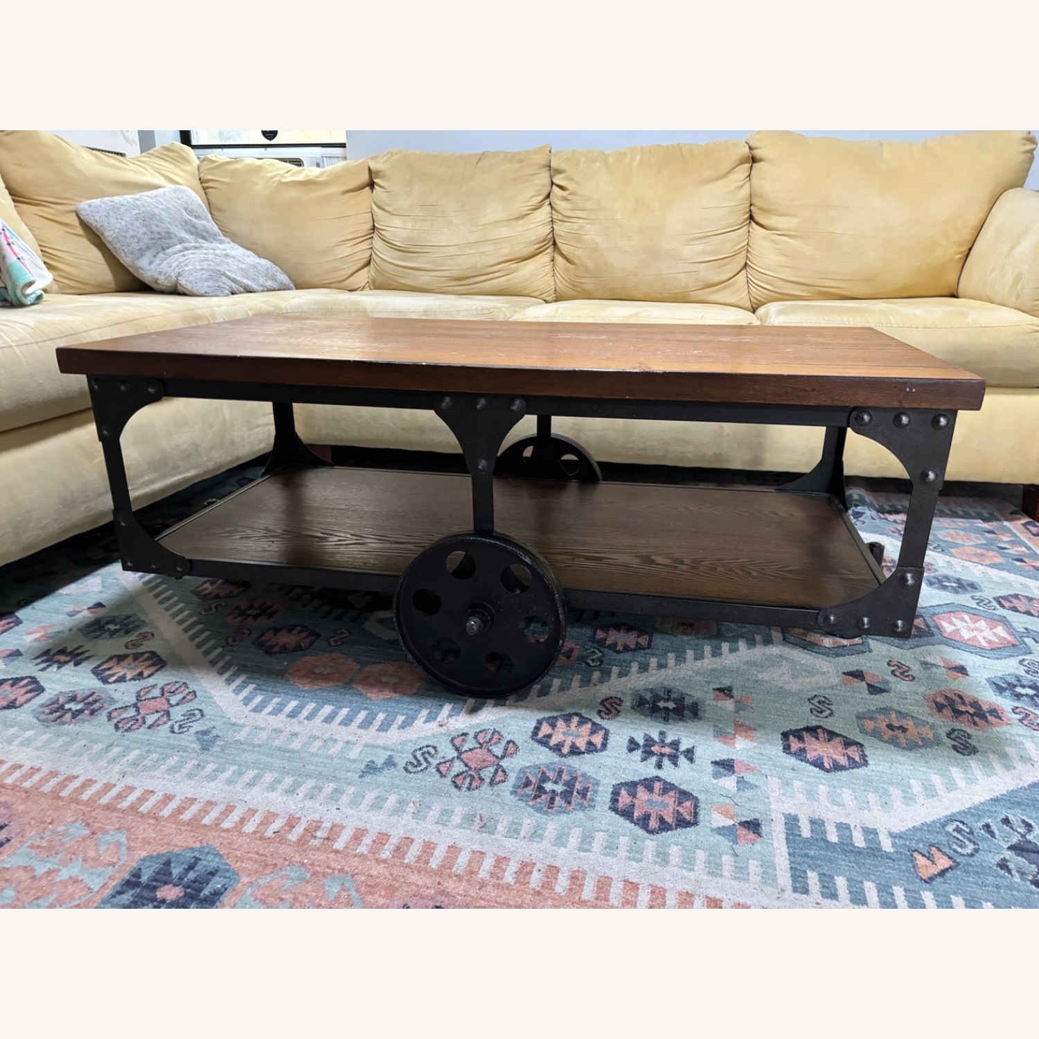 Vintage Movable Wood Coffee Table  - image-6