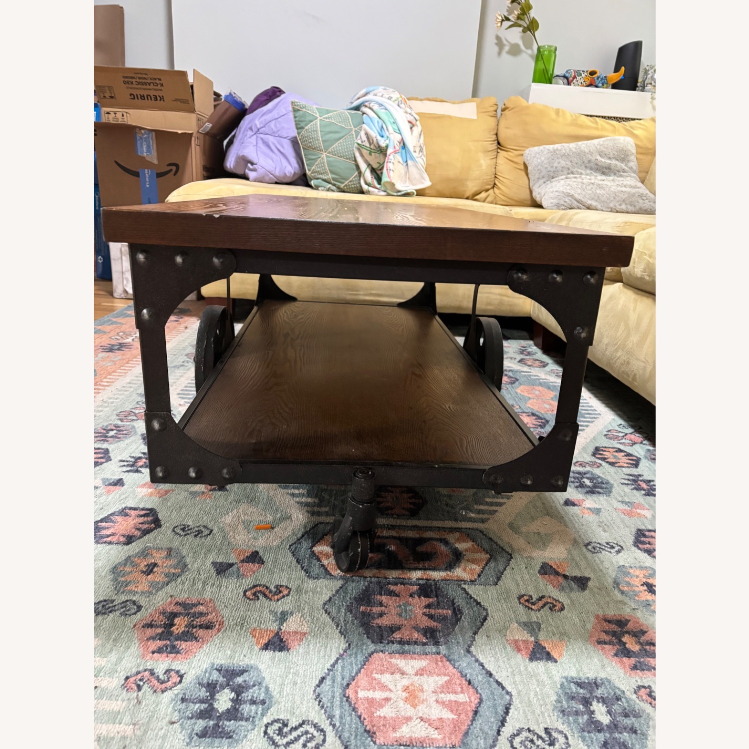 Vintage Movable Wood Coffee Table  - image-5