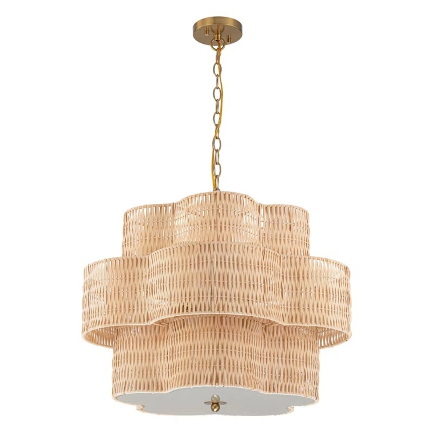 24" 6-light Natural Rattan Chandelier - image-8