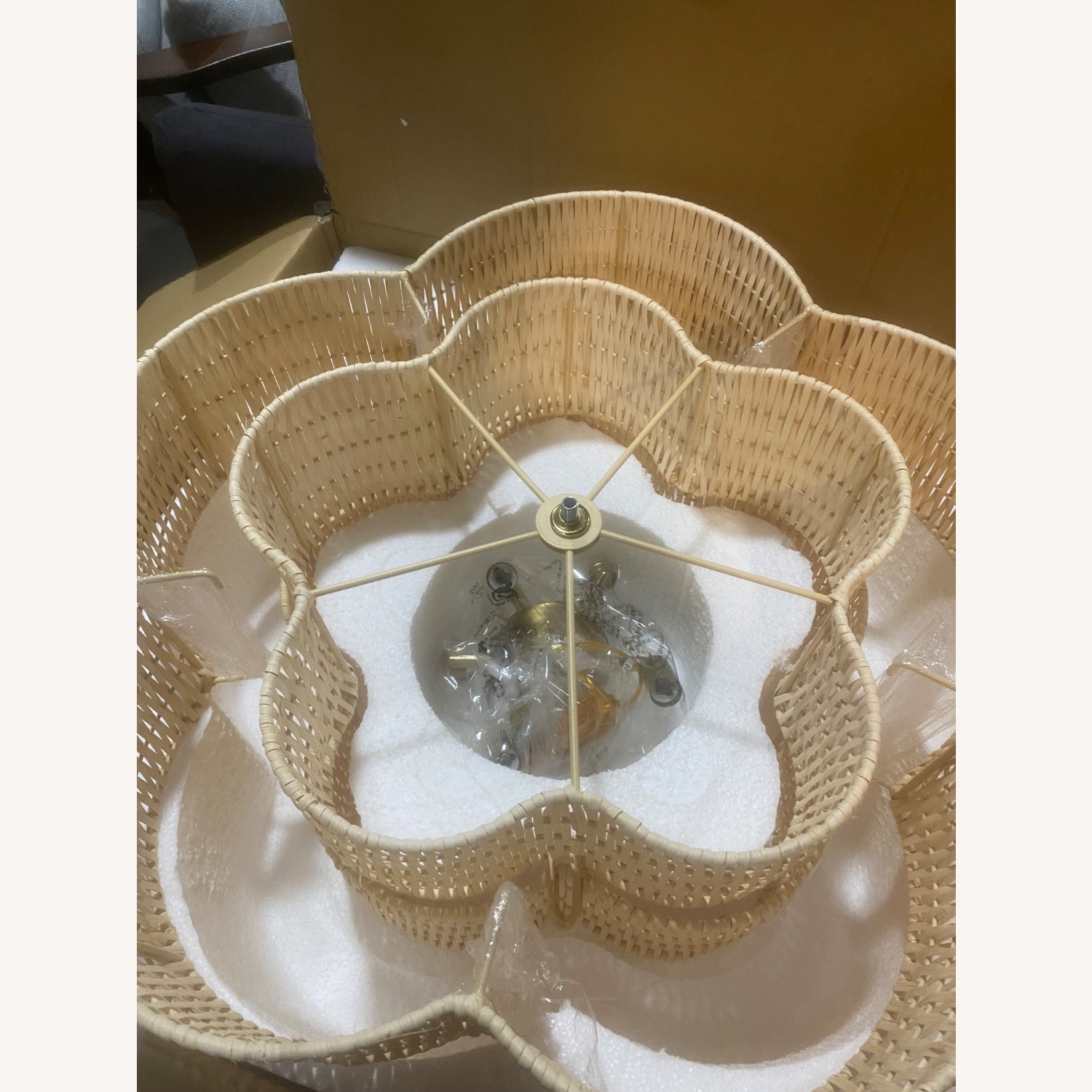 24" 6-light Natural Rattan Chandelier - image-6