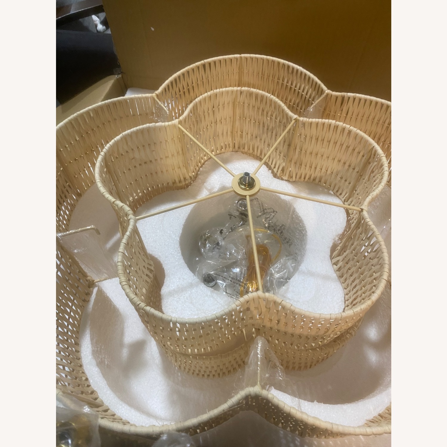 24" 6-light Natural Rattan Chandelier - image-2