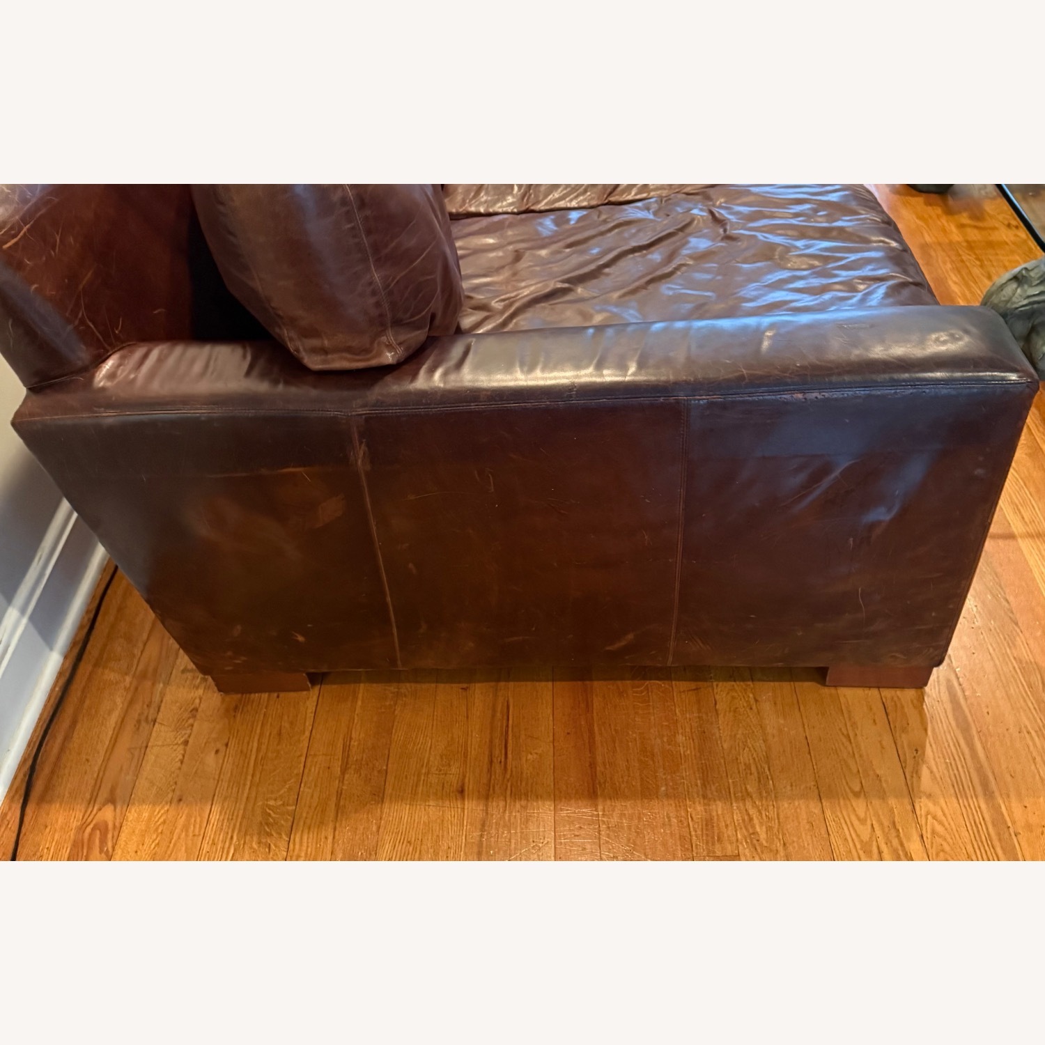 Restoration Hardware Leather Maxwell Sofa - image-9