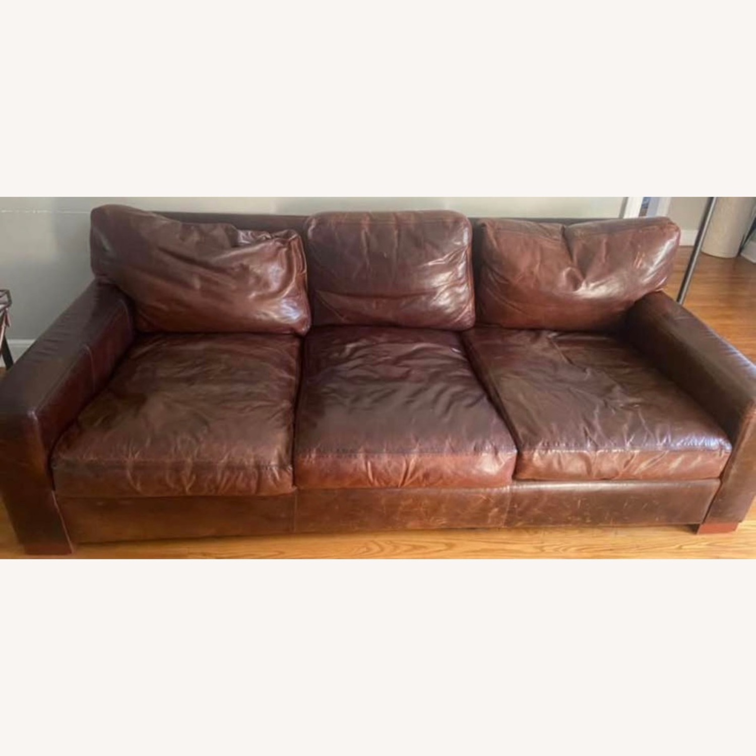 Restoration Hardware Leather Maxwell Sofa - image-8