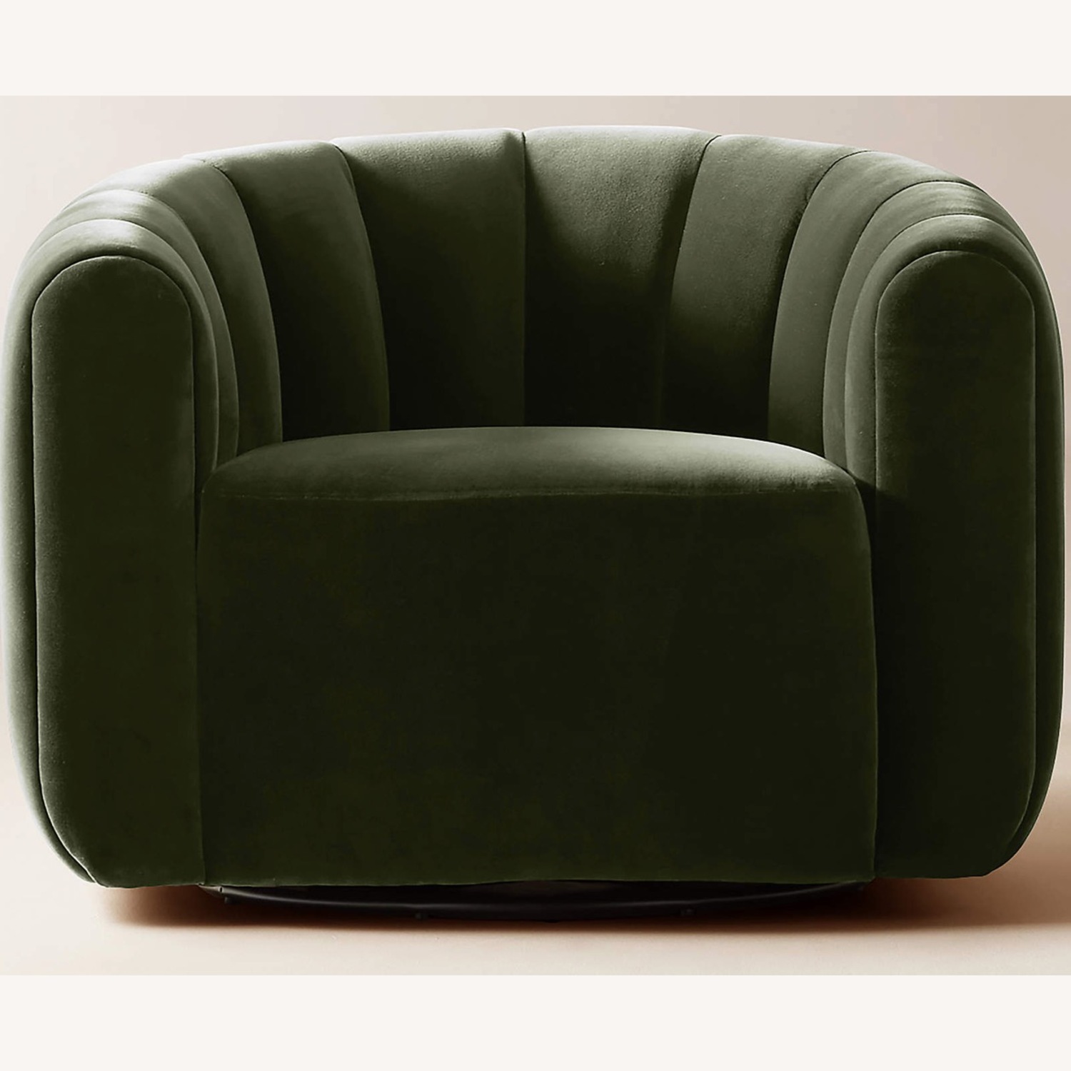 CB2 Fitz Channeled Green Velvet Swivel Chair - image-1