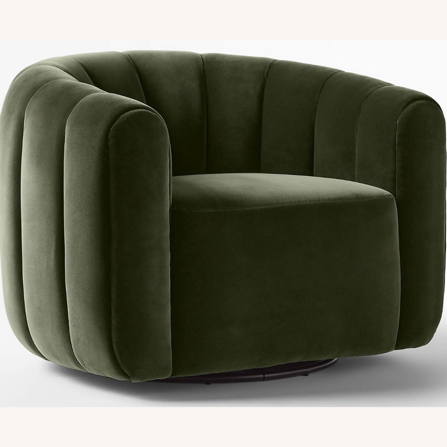 CB2 Fitz Channeled Green Velvet Swivel Chair - image-2