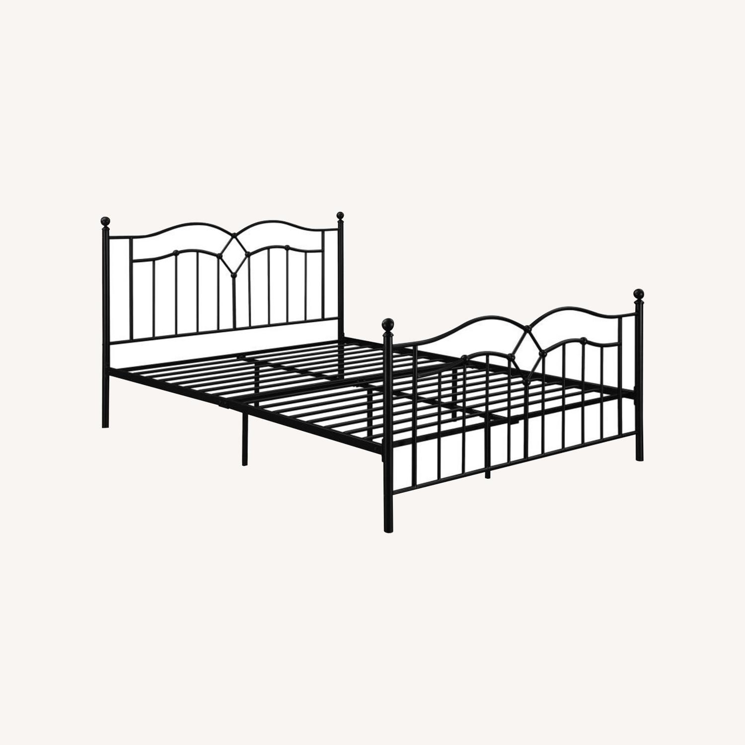 Walmart Queen Bed In Black Metal With Design - image-0
