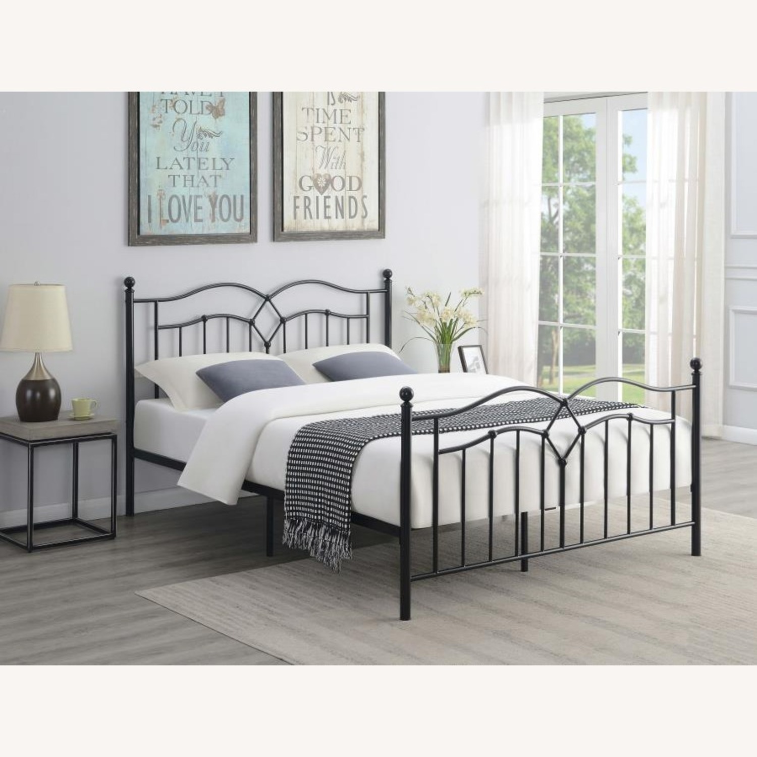 Walmart Queen Bed In Black Metal With Design - image-7