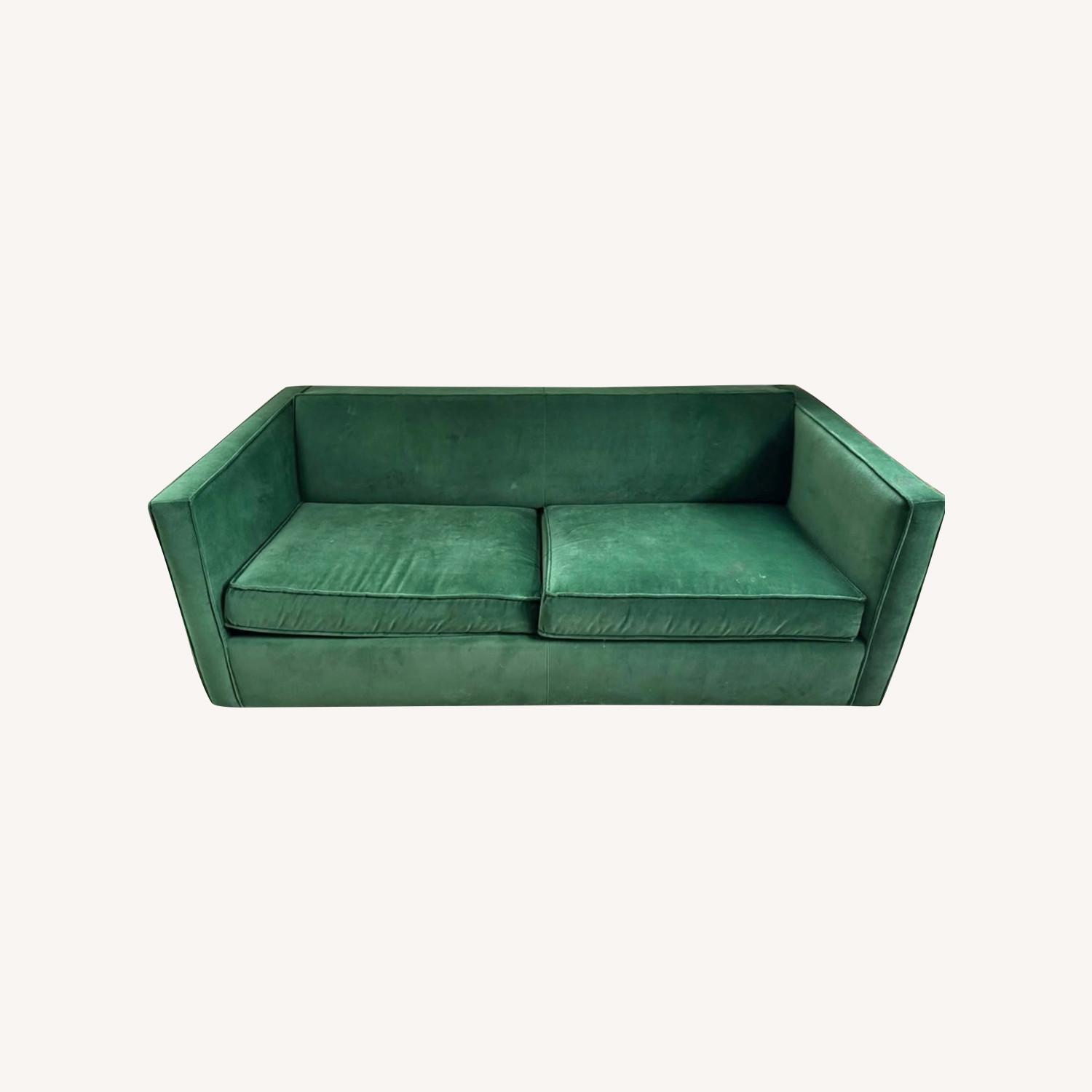 CB2 Club 77” Green Velvet Queen Sleeper Sofa - image-0