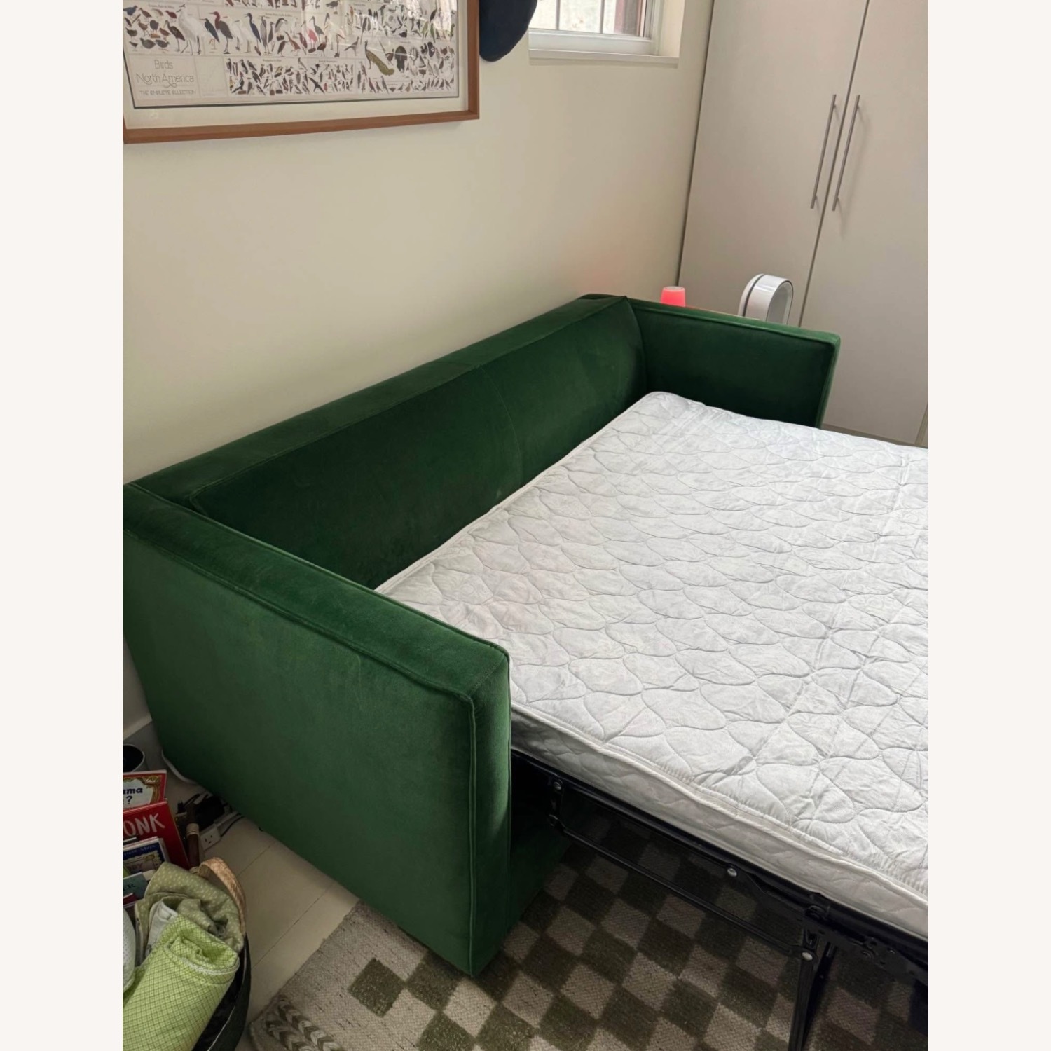 CB2 Club 77” Green Velvet Queen Sleeper Sofa - image-3