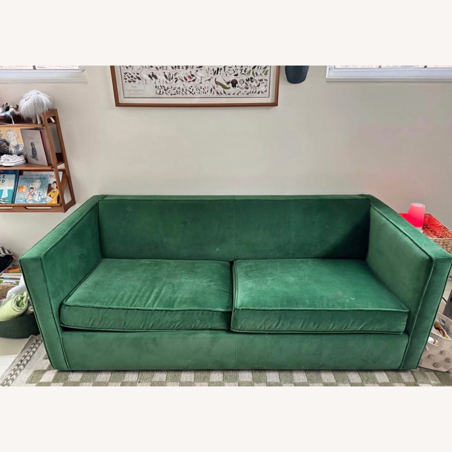 CB2 Club 77” Green Velvet Queen Sleeper Sofa - image-1