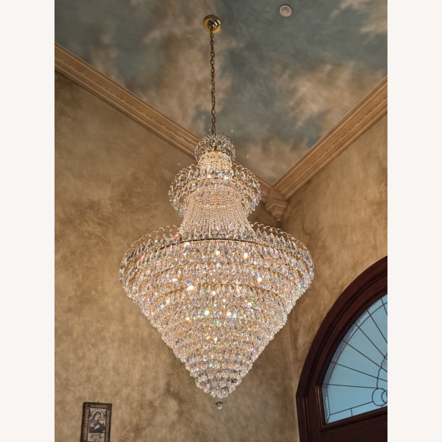 Vintage 3 Tier Crystal Chandelier - image-5